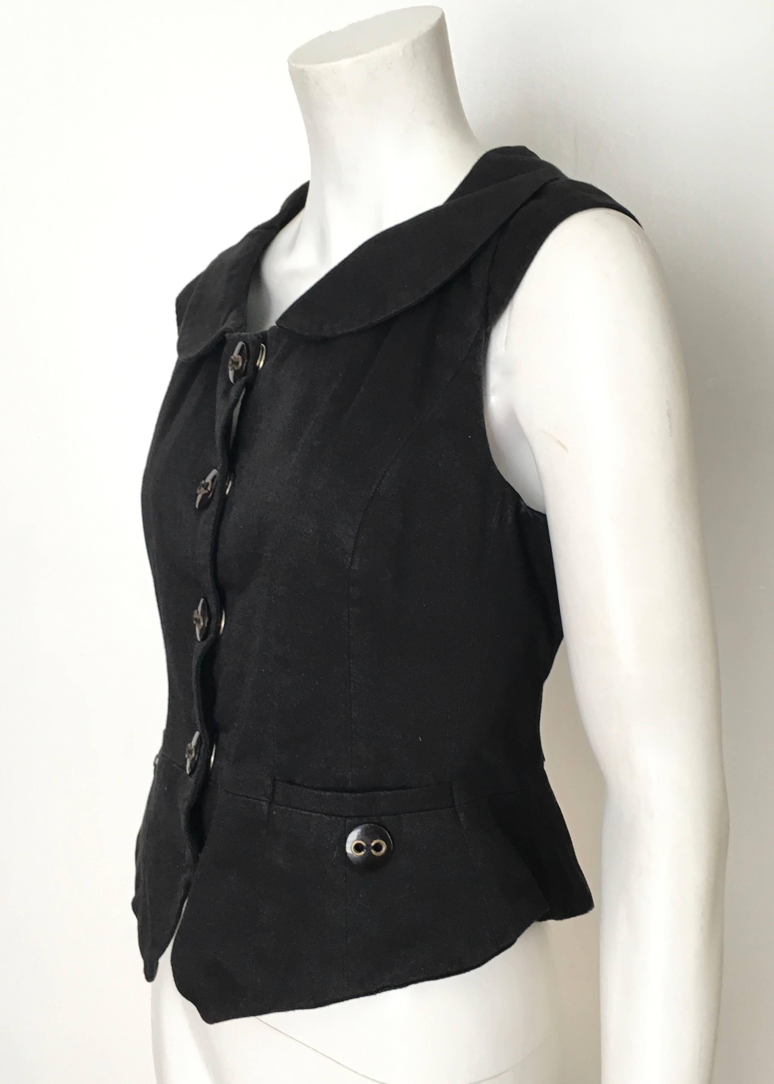 Marc Jacobs Black Snap Button Cotton Vest Size 6. For Sale 2