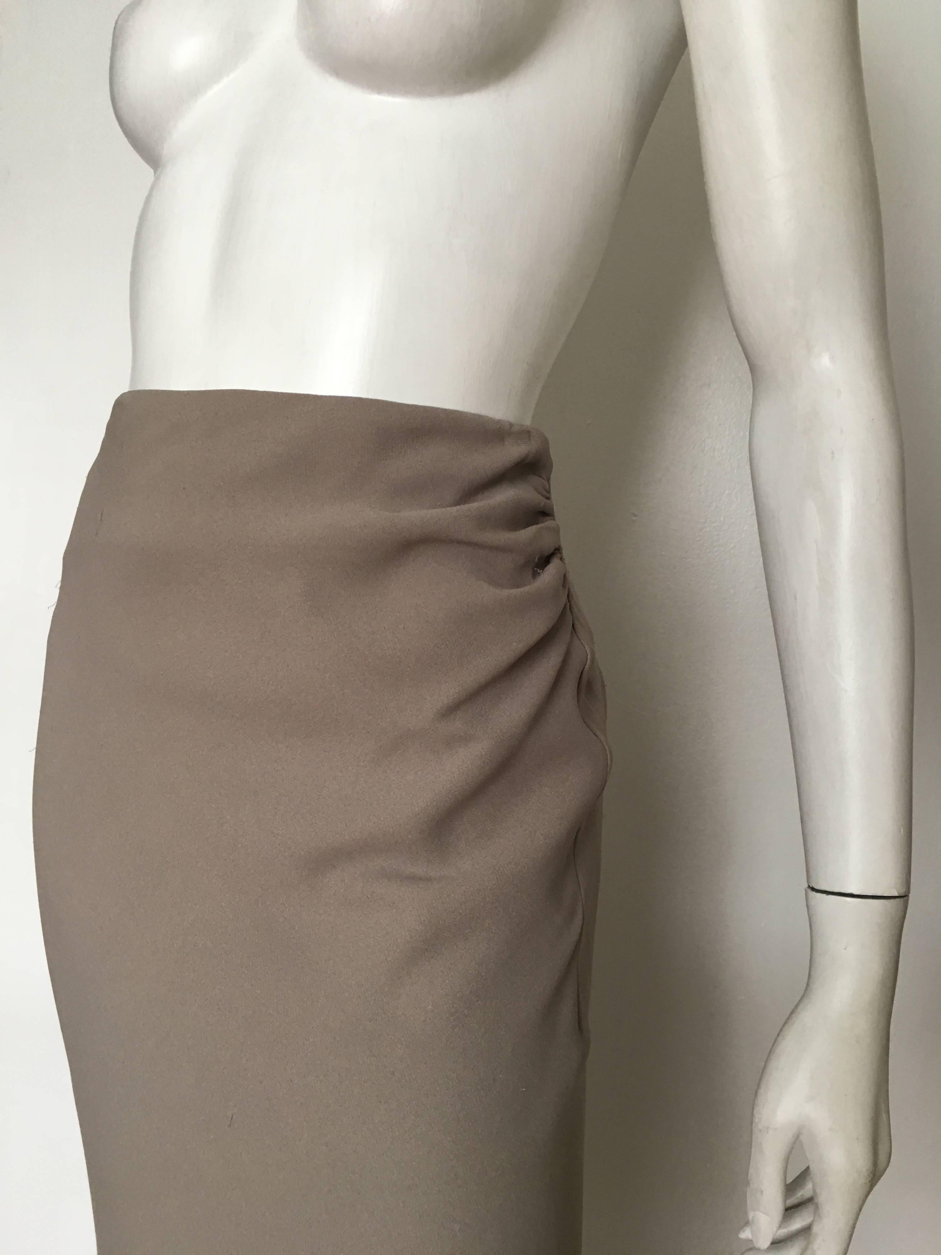 Guy Laroche Grey Silk Long Skirt Size 12. Never Worn. For Sale 3