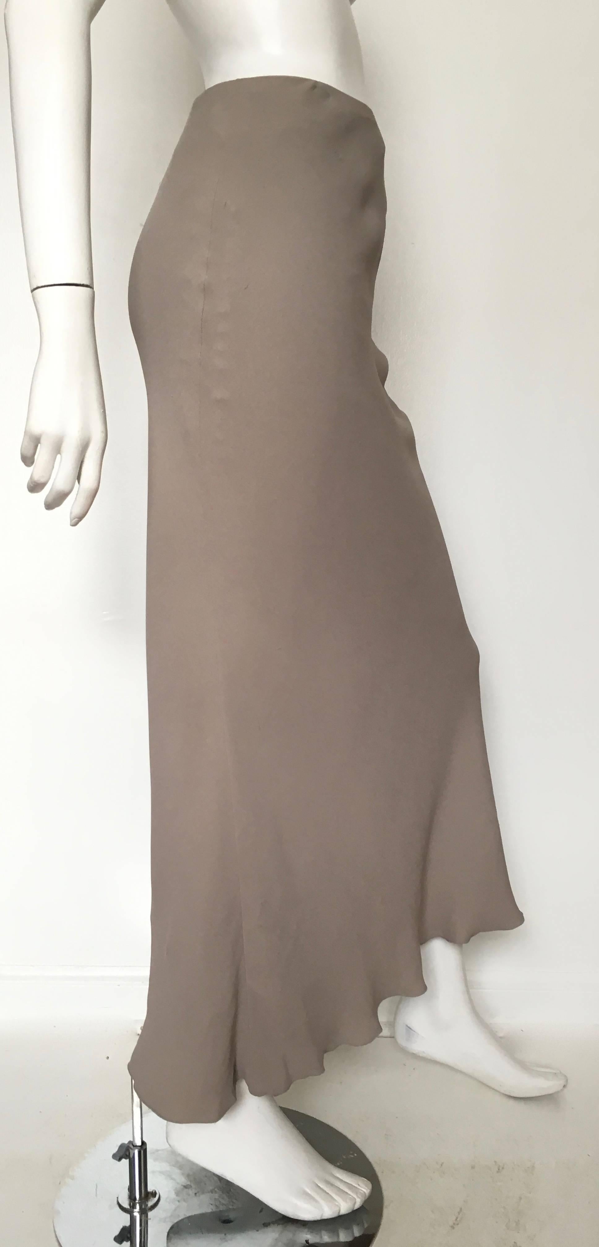 Gray Guy Laroche Grey Silk Long Skirt Size 12. Never Worn. For Sale