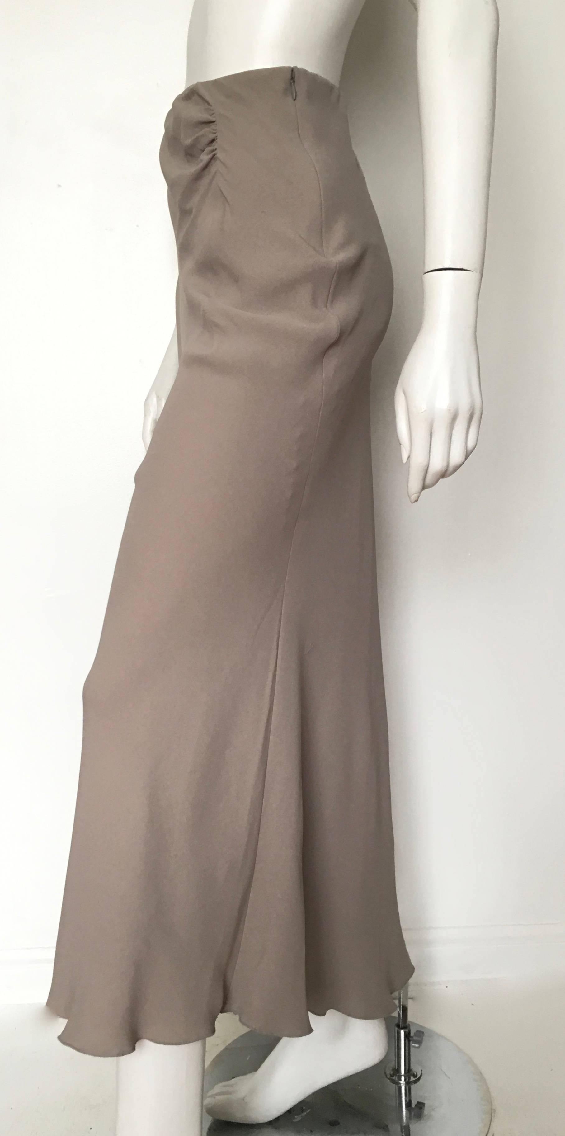 Guy Laroche Grey Silk Long Skirt Size 12. Never Worn. For Sale 1