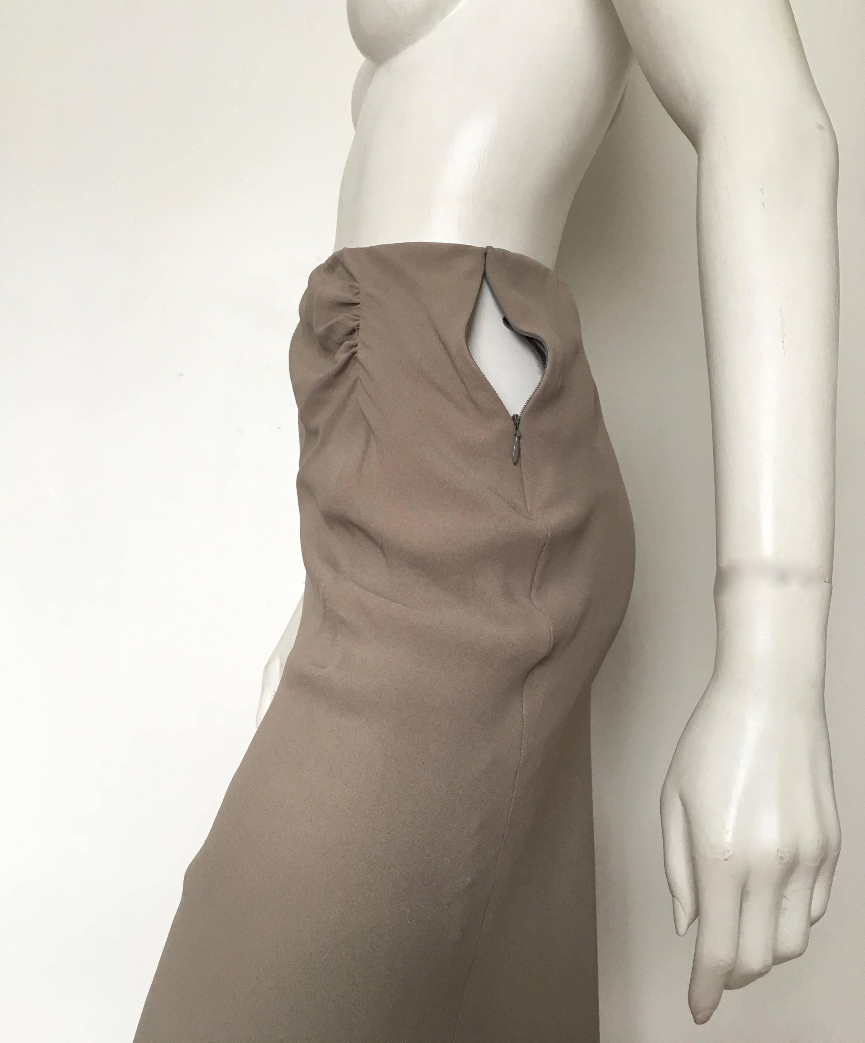 Guy Laroche Grey Silk Long Skirt Size 12. Never Worn. For Sale 2