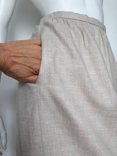 HALSTON 1970s Raw Silk Long Skirt with Pockets Size 10.