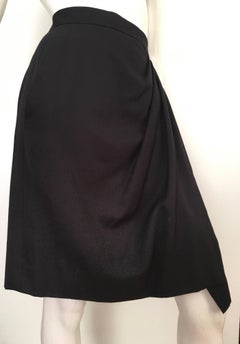 Yves Saint Laurent 1990s Black Wool Wrap Skirt with Pockets Size 6 / 8.