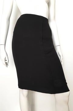 Yves Saint Laurent Black Silk Skirt with Pockets Size 8.