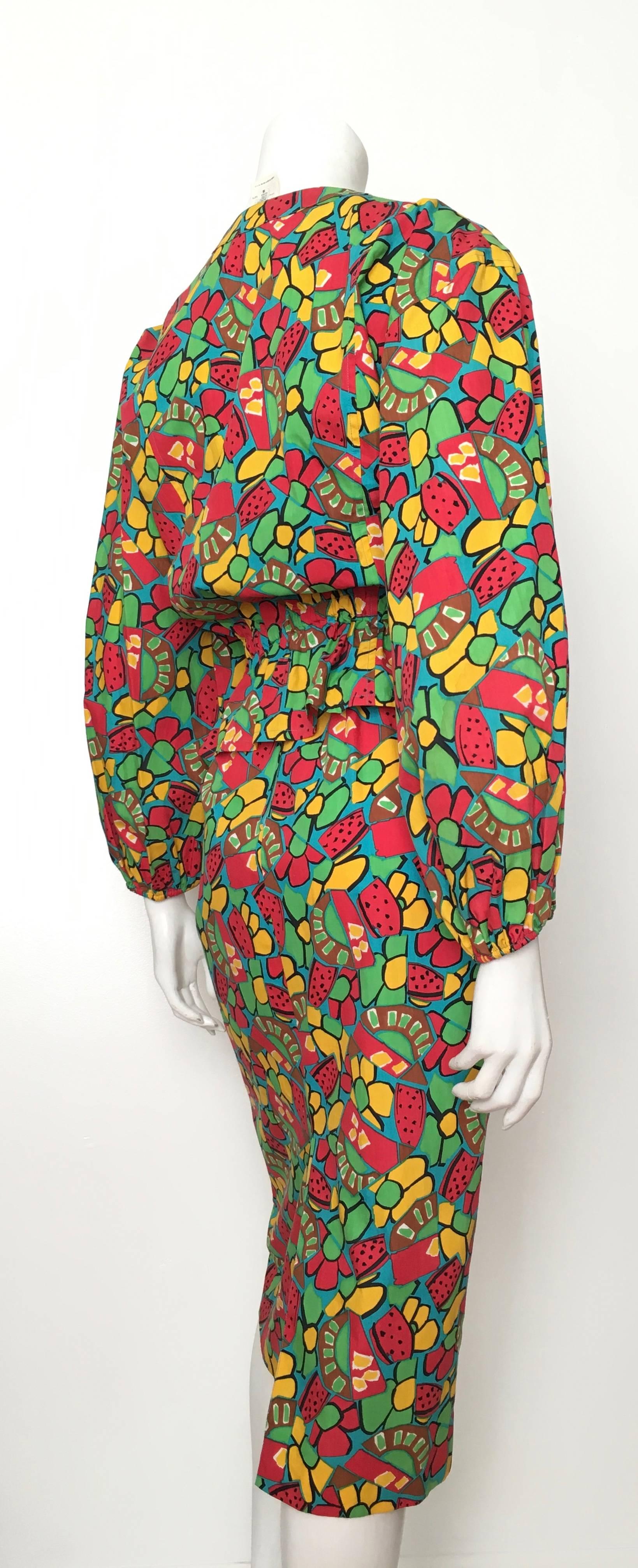 Guy Laroche 1980s Cotton Dress and Jacket Size 6. In Excellent Condition For Sale In Atlanta, GA