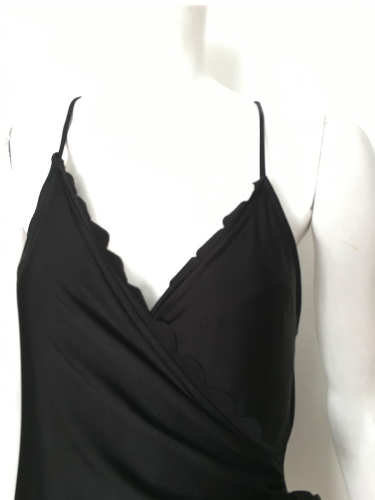 Oscar de la Renta 1990s Black Swimsuit with Flower Size 8/10. at 1stDibs