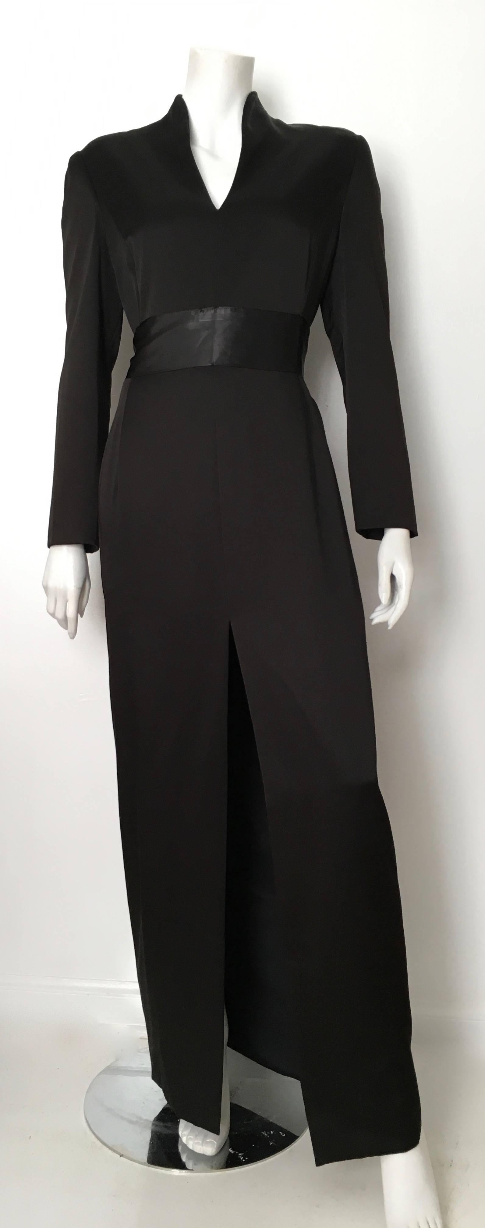 Genny Black Kimono Style Silk Long Gown Size 10 / 12. Never Worn. In New Condition For Sale In Atlanta, GA