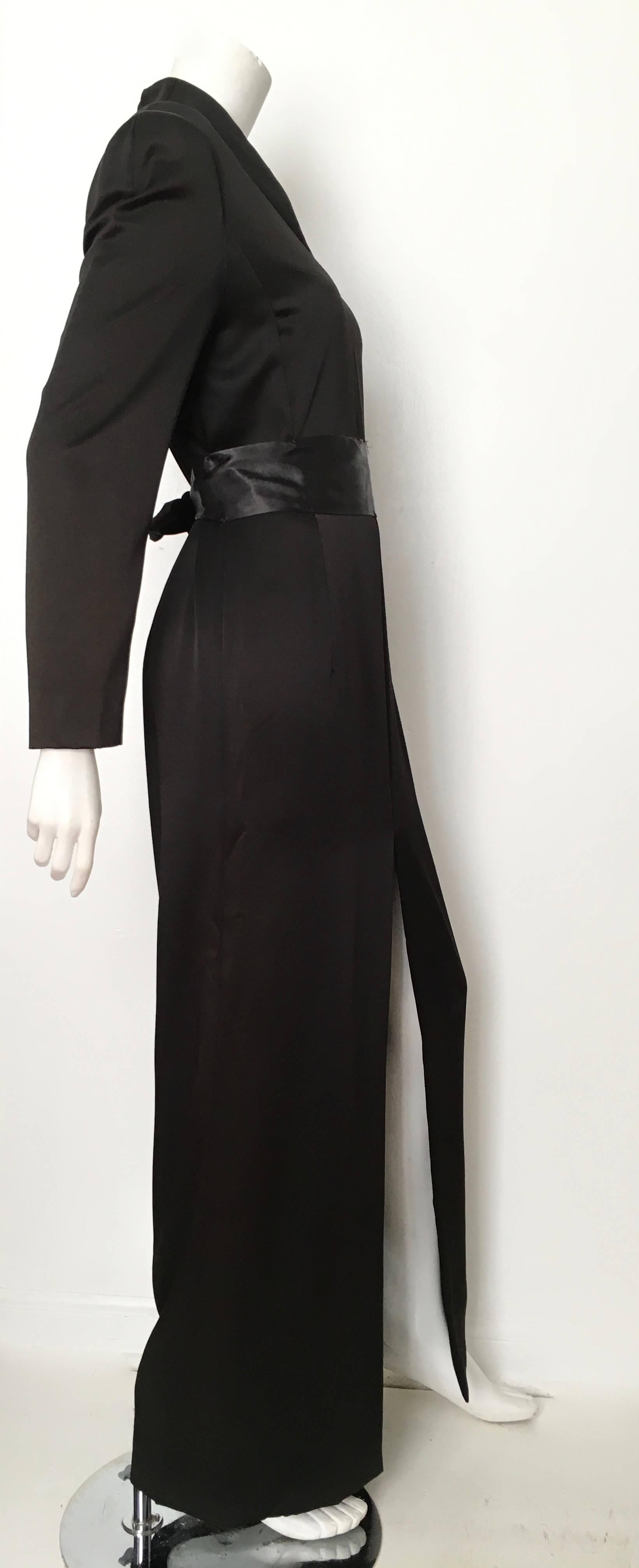 Women's or Men's Genny Black Kimono Style Silk Long Gown Size 10 / 12. Never Worn. For Sale
