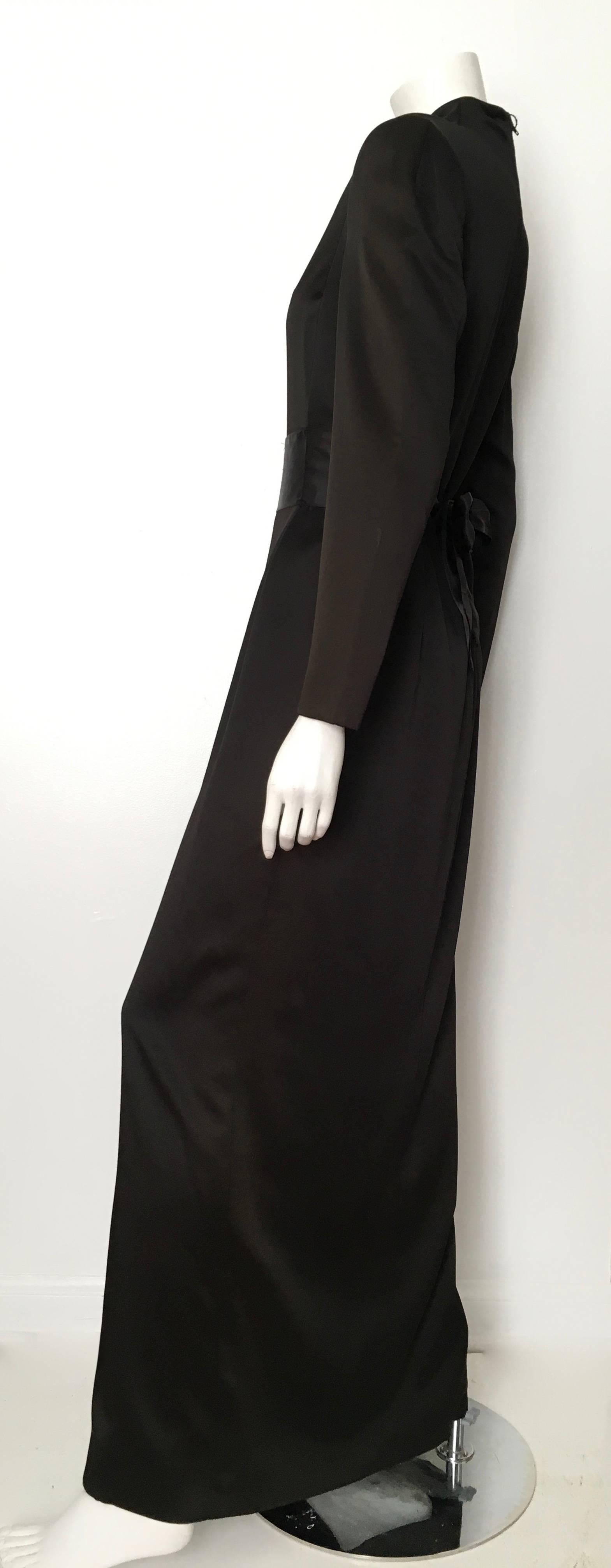 Genny Black Kimono Style Silk Long Gown Size 10 / 12. Never Worn. For Sale 4