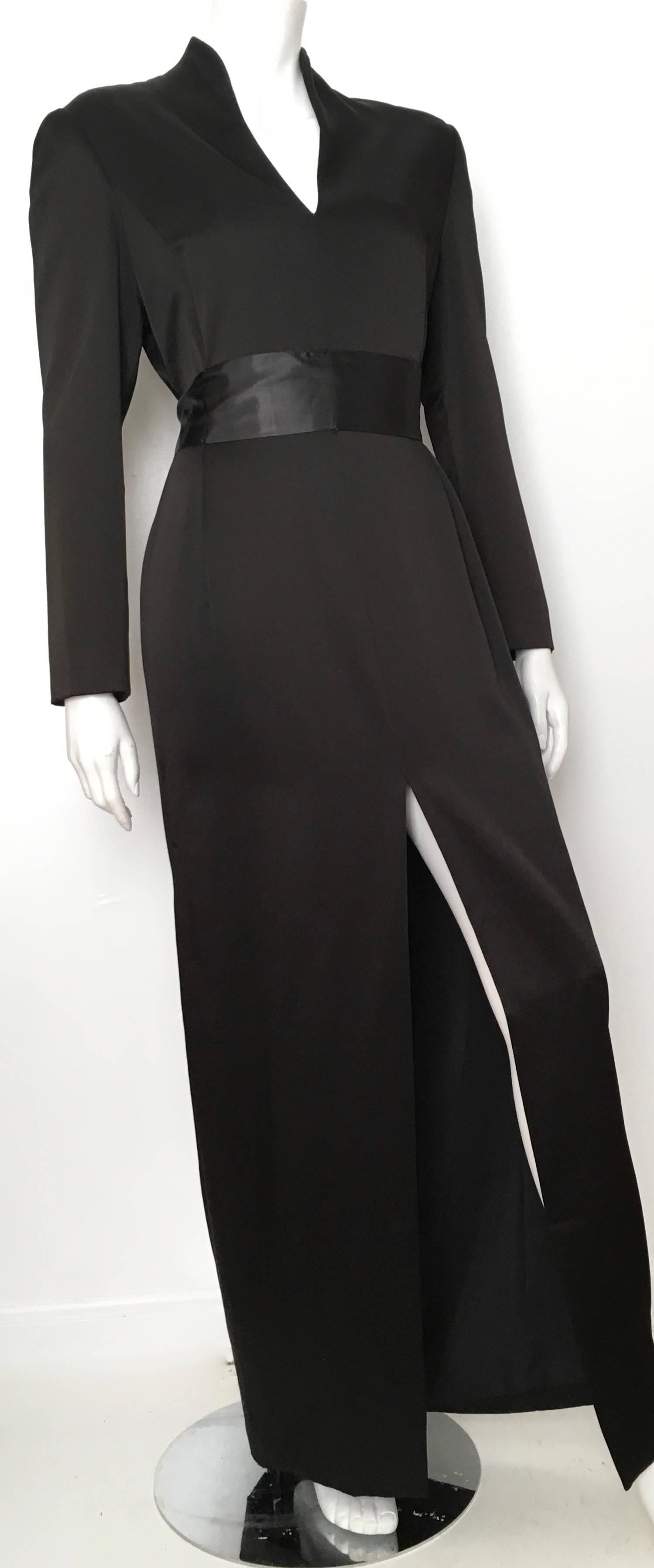 Genny Black Kimono Style Silk Long Gown Size 10 / 12. Never Worn. For Sale 5