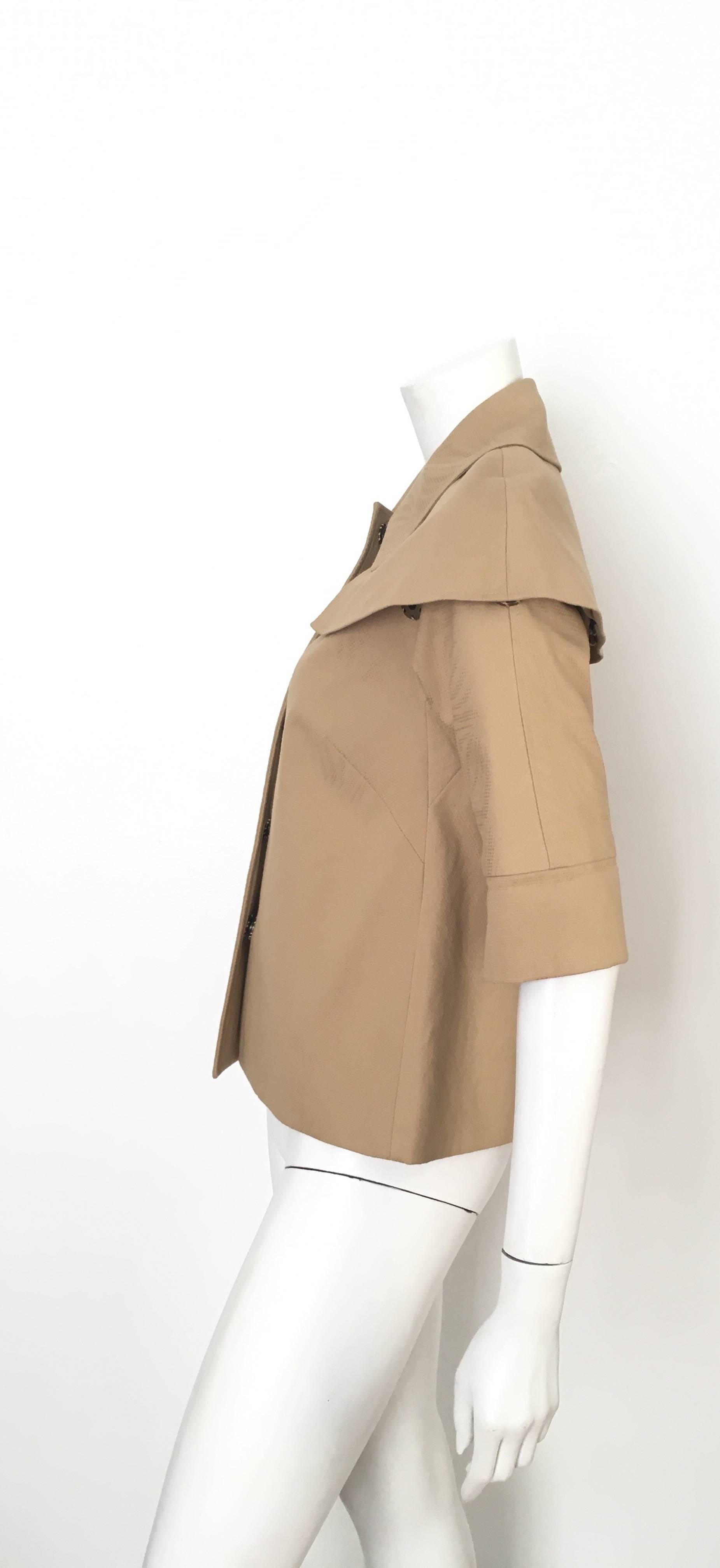 Lela Rose Tan Caped Swing Jacket Size 4. Never Worn. For Sale 1