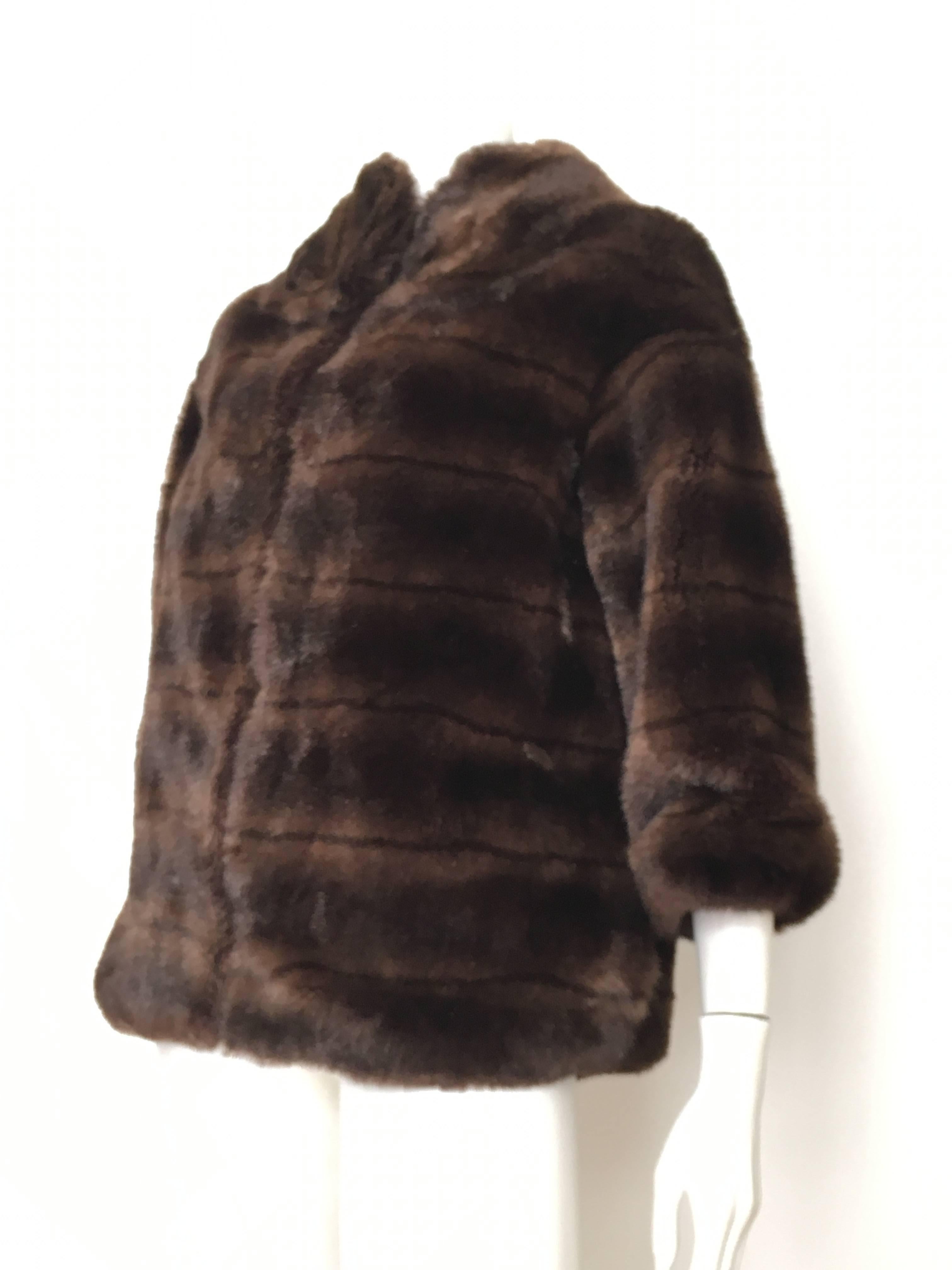 Sherry Cassin 1990s Faux Mink Fur with Pockets Size Small. For Sale 3