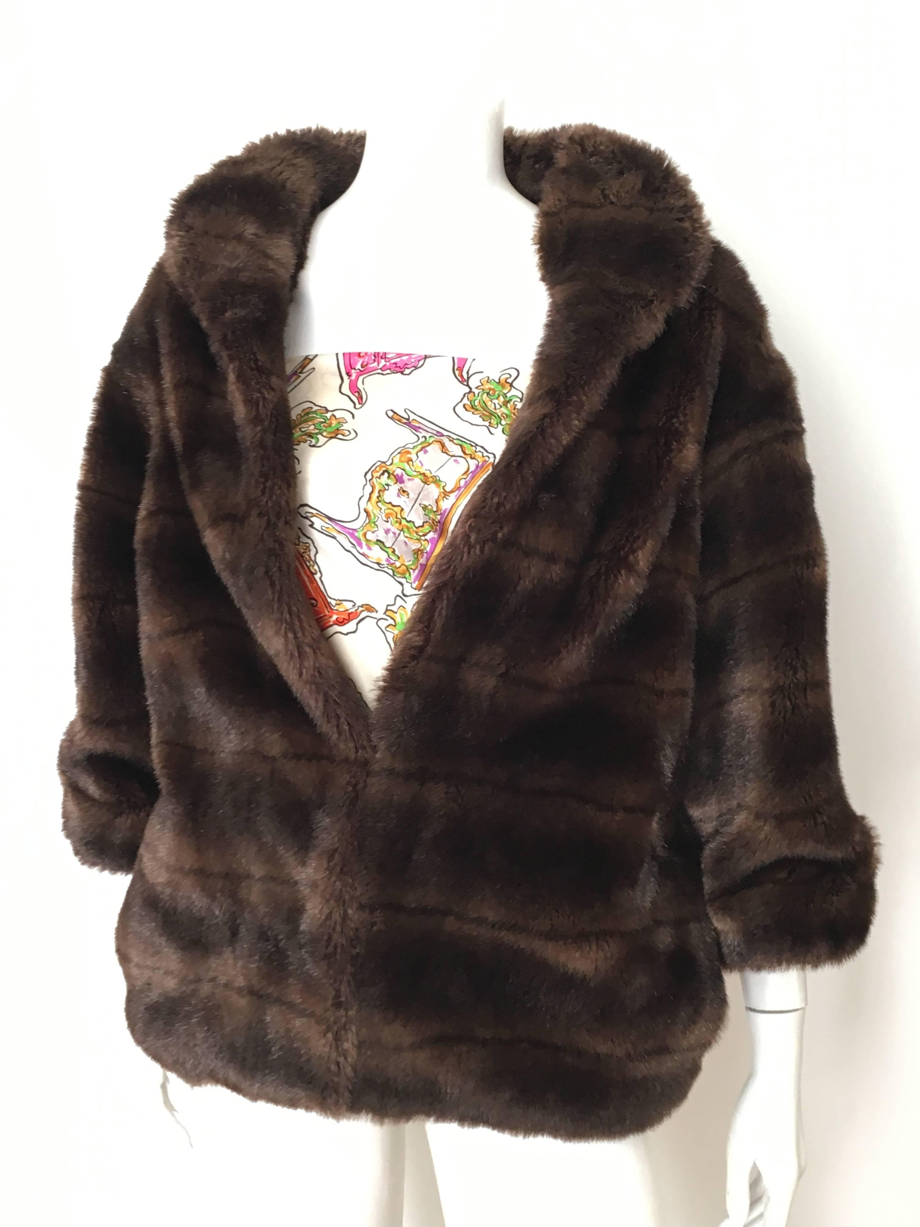 Sherry Cassin 1990s Faux Mink Fur with Pockets Size Small. For Sale 4