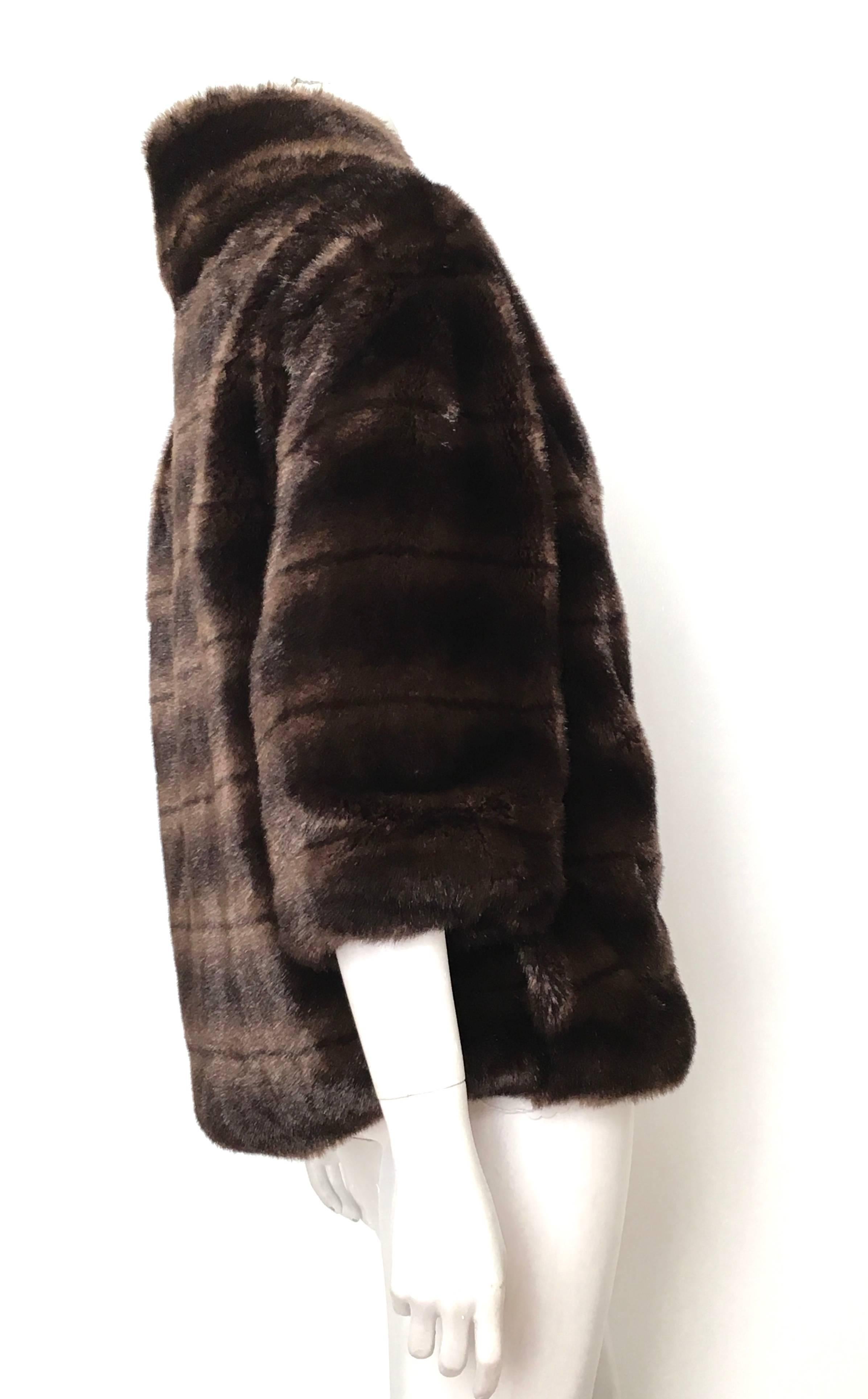 Women's or Men's Sherry Cassin 1990s Faux Mink Fur with Pockets Size Small. For Sale
