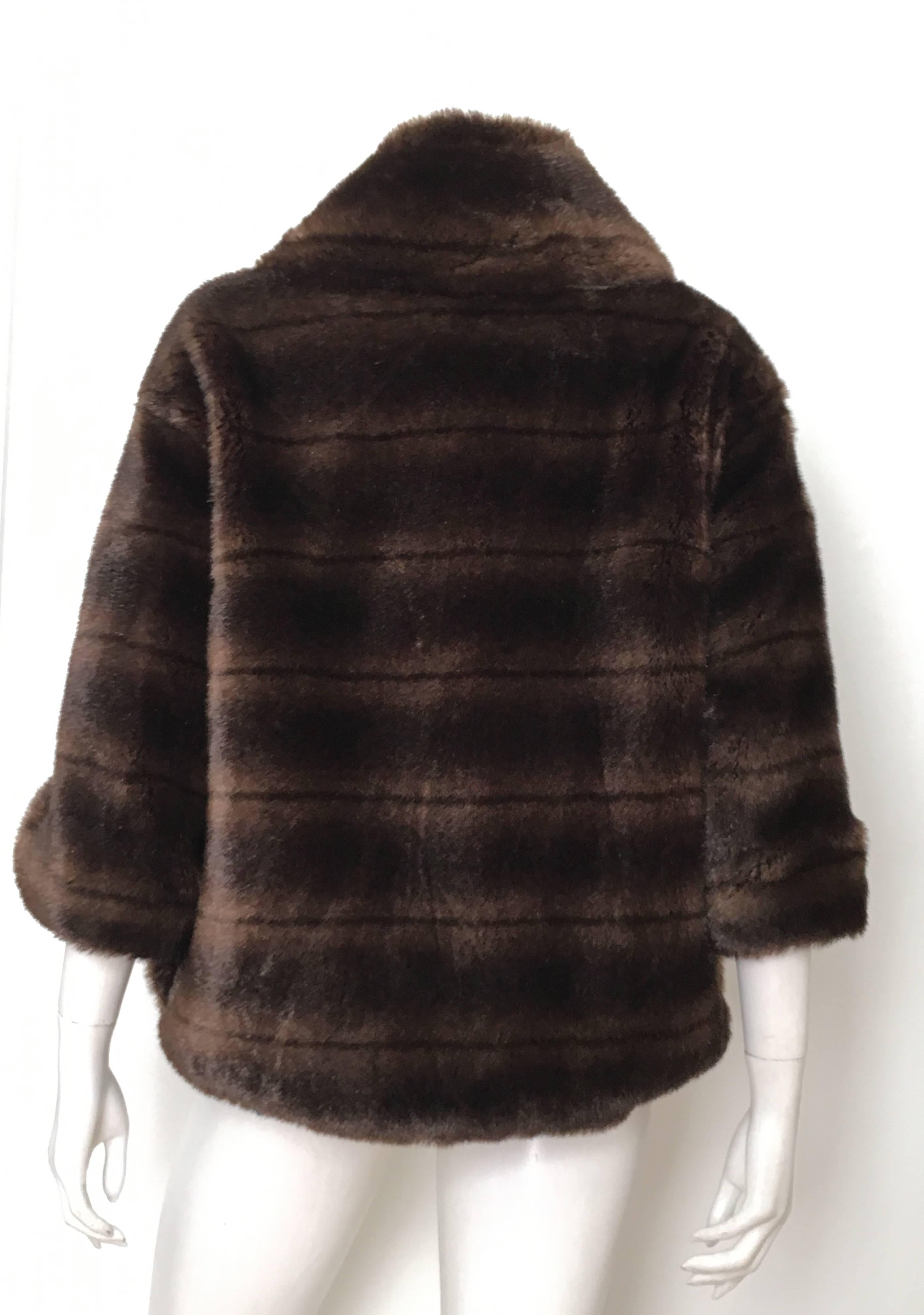 Sherry Cassin 1990s Faux Mink Fur with Pockets Size Small. For Sale 1
