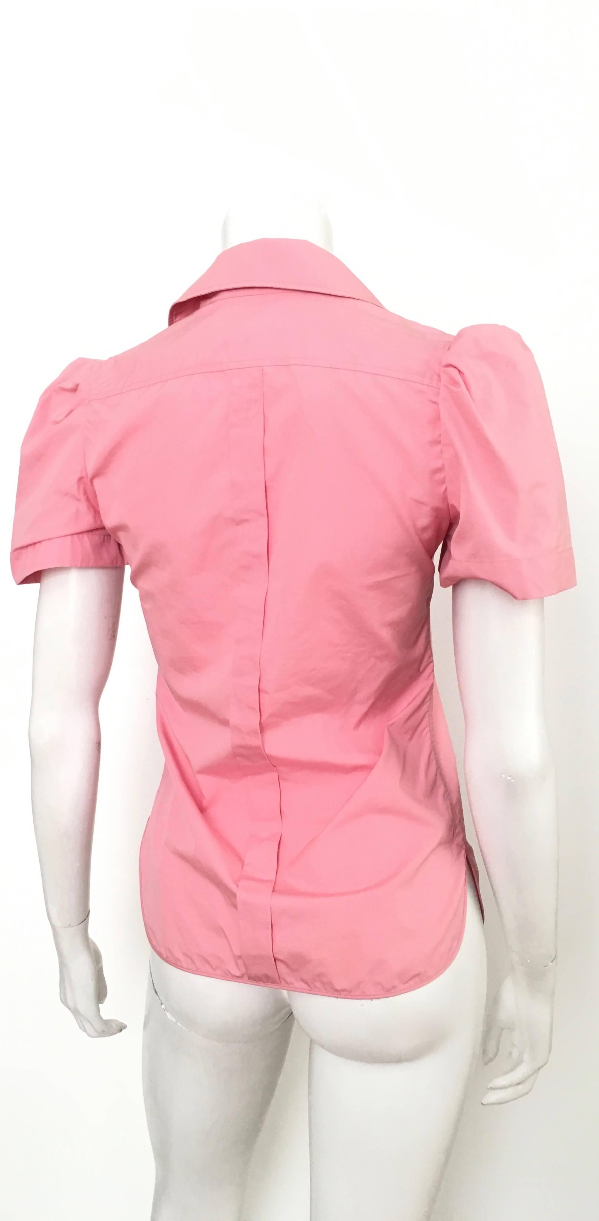 Women's or Men's Balenciaga Pink Cotton Short Sleeve Blouse Size 4.  For Sale