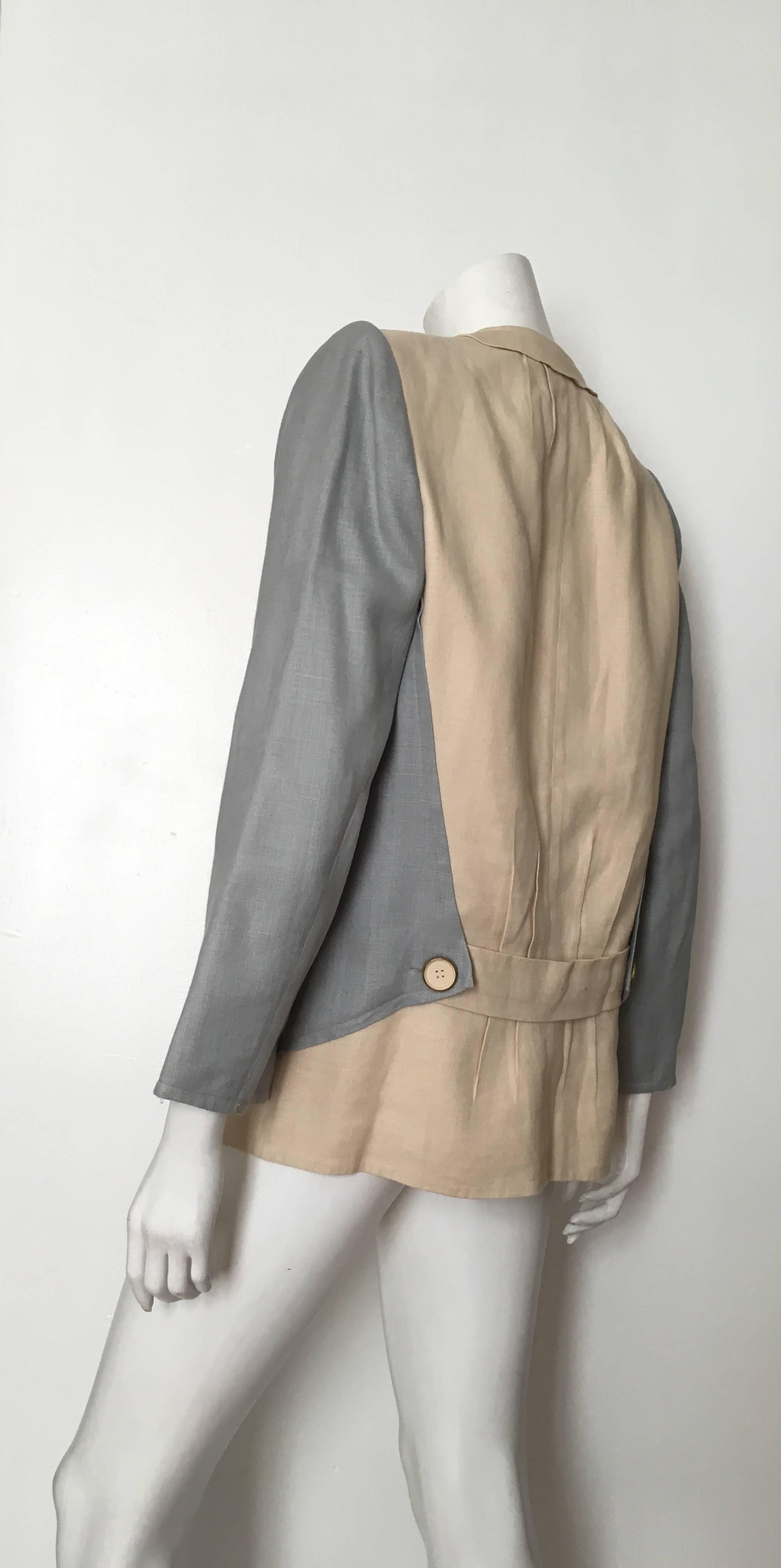 Jacqueline de Ribes for Saks Fifth Avenue 1980s Linen Jacket Size 8 / 10. For Sale 1