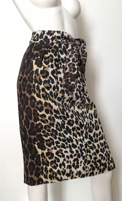Bill Blass Linen Cheetah Print Skirt Size 4.