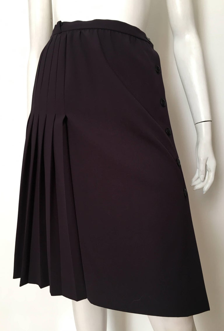 Valentino Boutique Navy Wrap Pleated Skirt Size 4. For Sale at 1stDibs