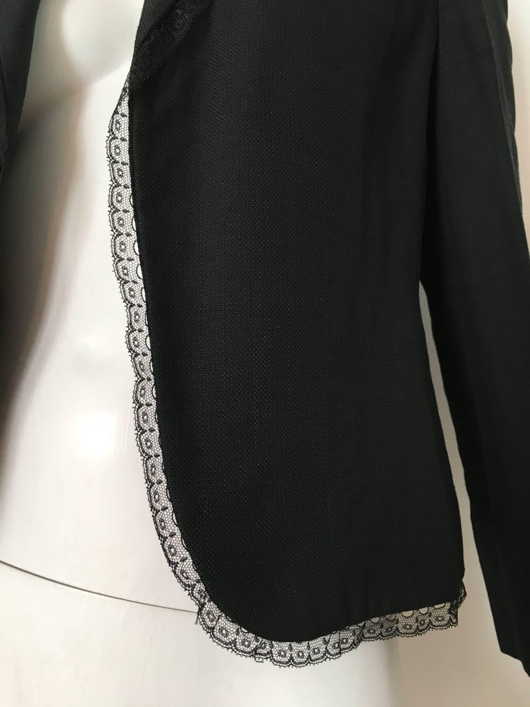 Bill Blass 1980s Black Linen with Lace Trim Jacket Size 8. For Sale at ...