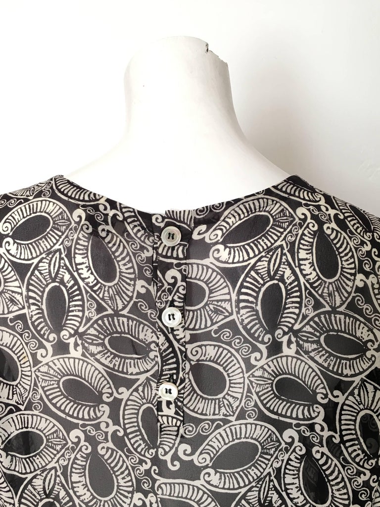 Valentino Silk Black and White Sheer Blouse Size 4. For Sale at 1stdibs
