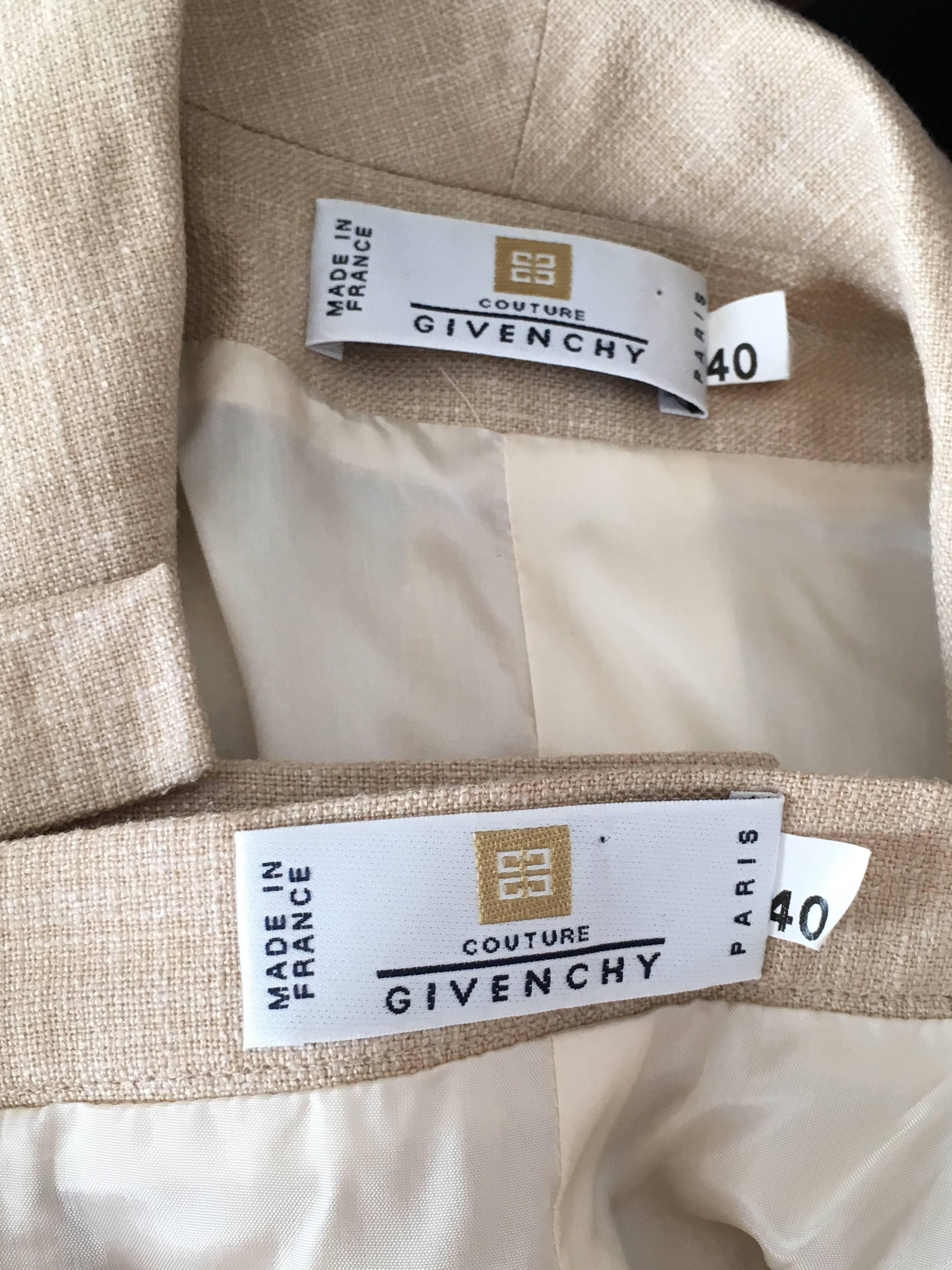 Givenchy Couture 1990s Tan Jacket & Skirt Set Size 6. 5