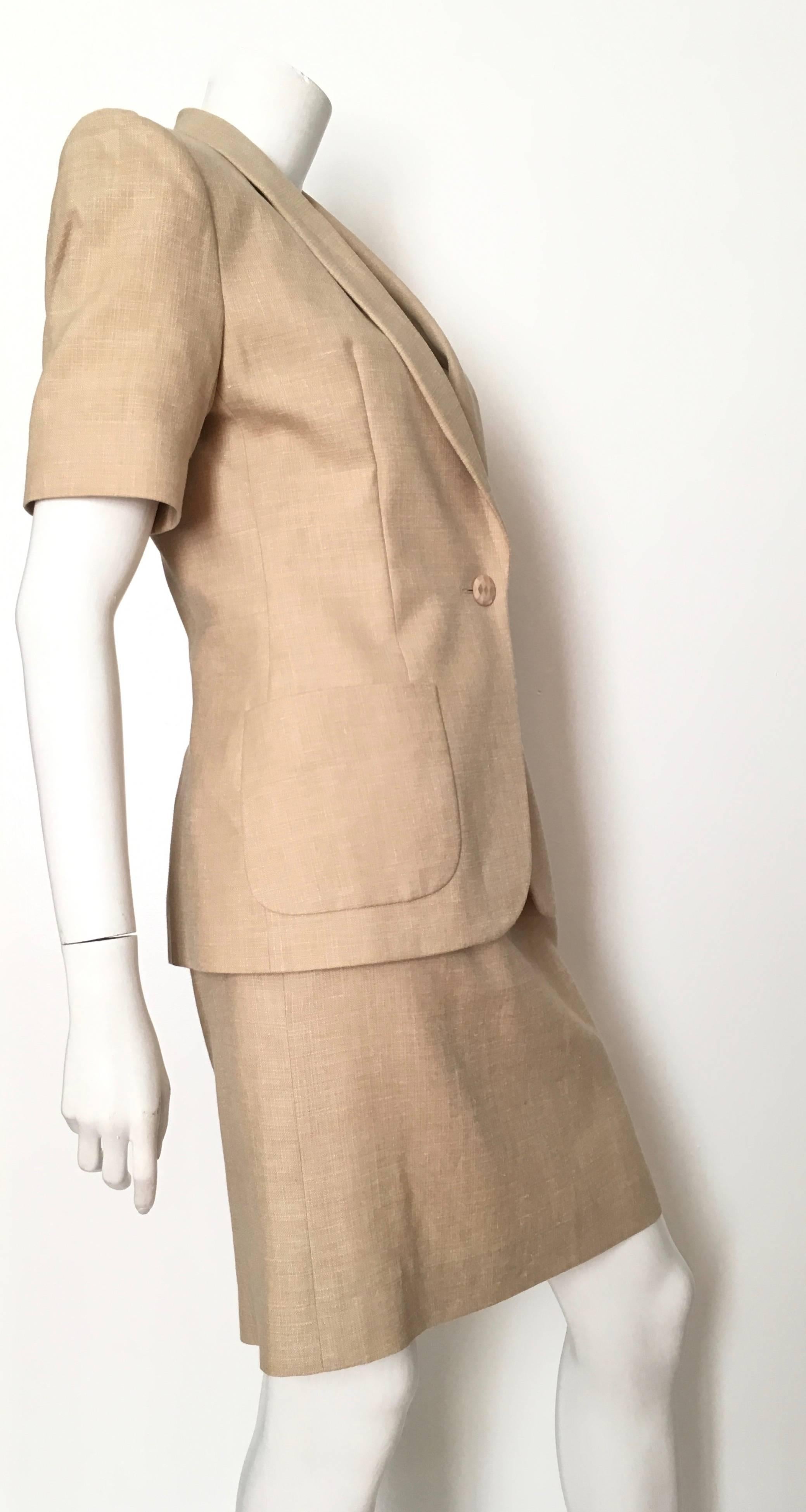 Givenchy Couture 1990s Tan Jacket & Skirt Set Size 6. In Excellent Condition In Atlanta, GA