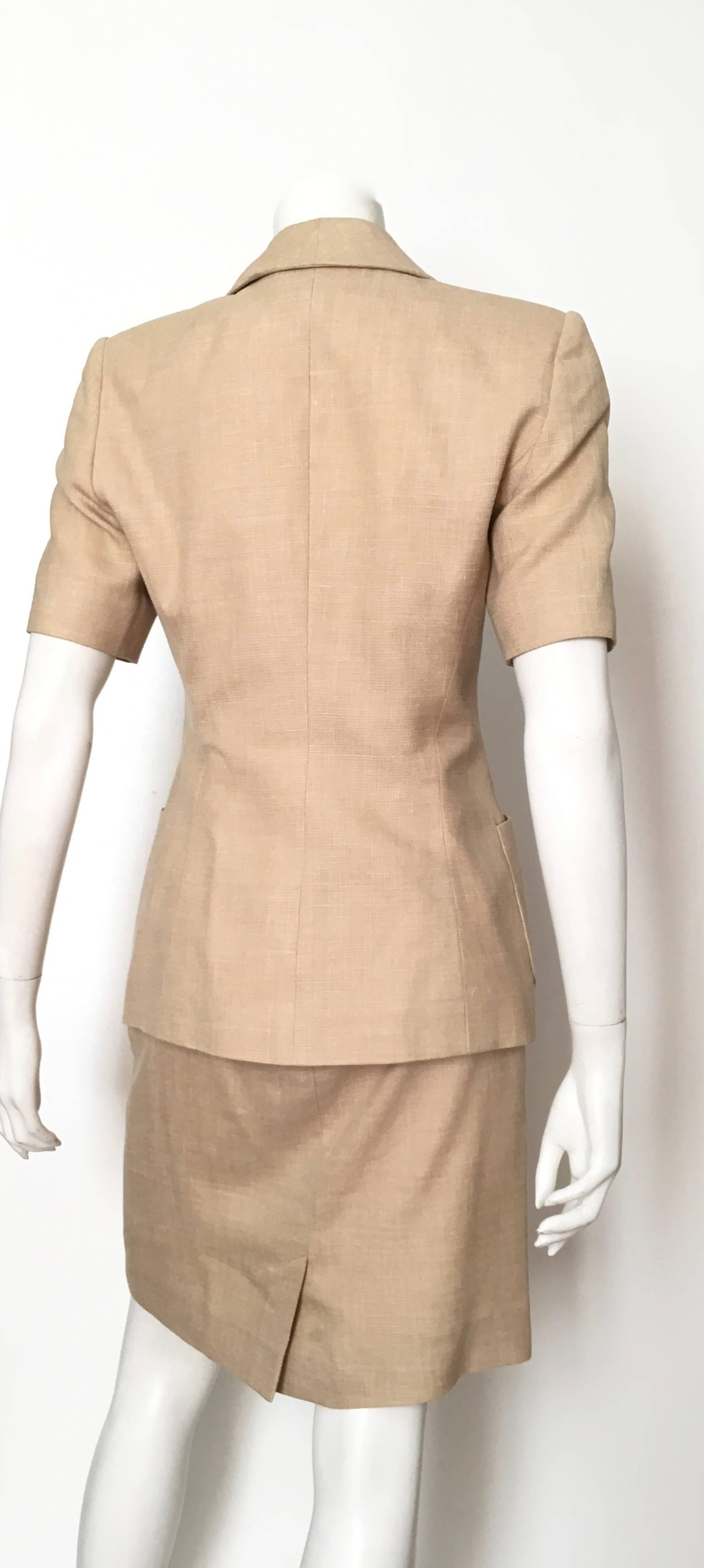 Women's or Men's Givenchy Couture 1990s Tan Jacket & Skirt Set Size 6.