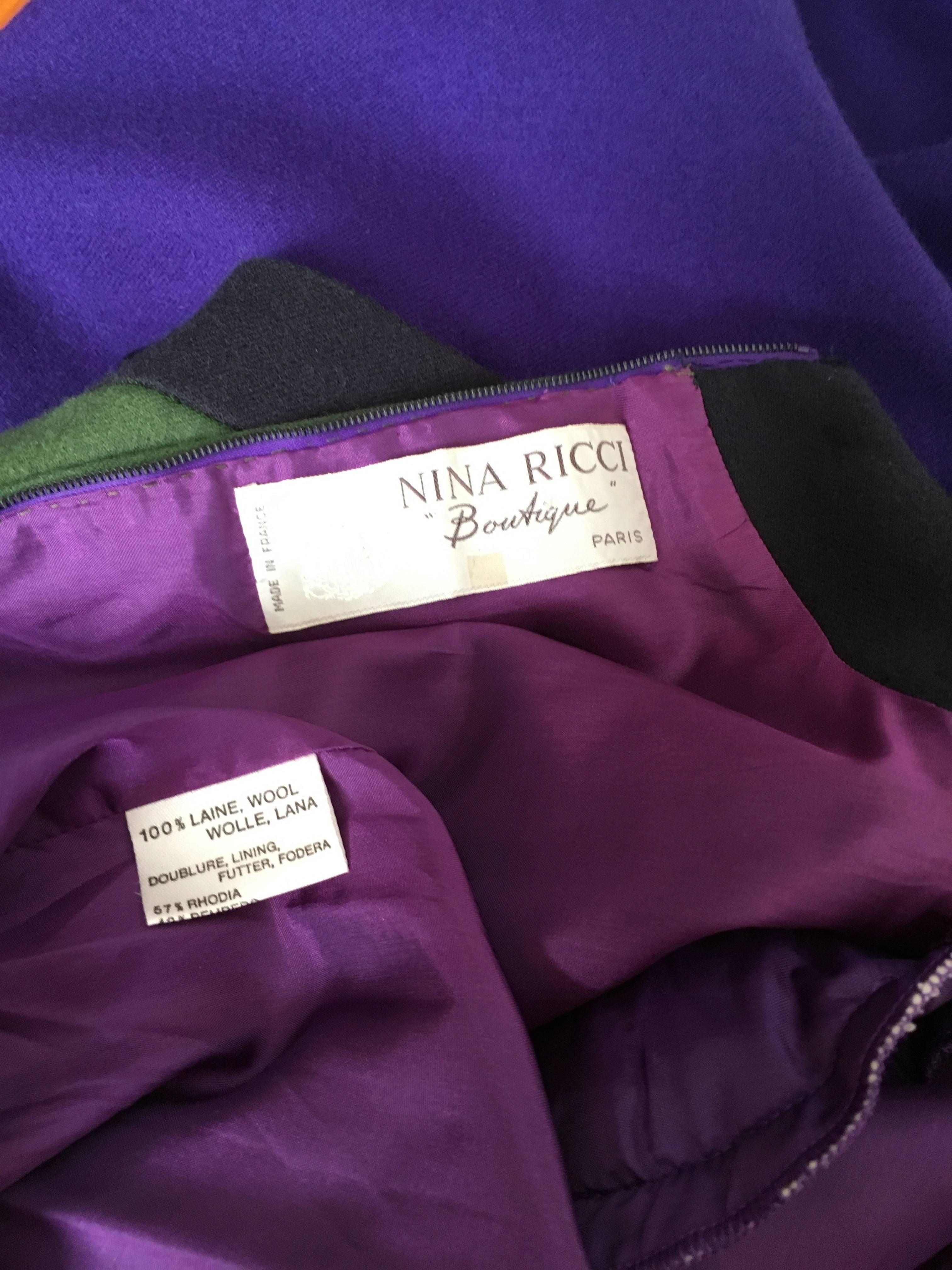 Nina Ricci 1970s Modern Abstract Wool Dress Size 10.  For Sale 4