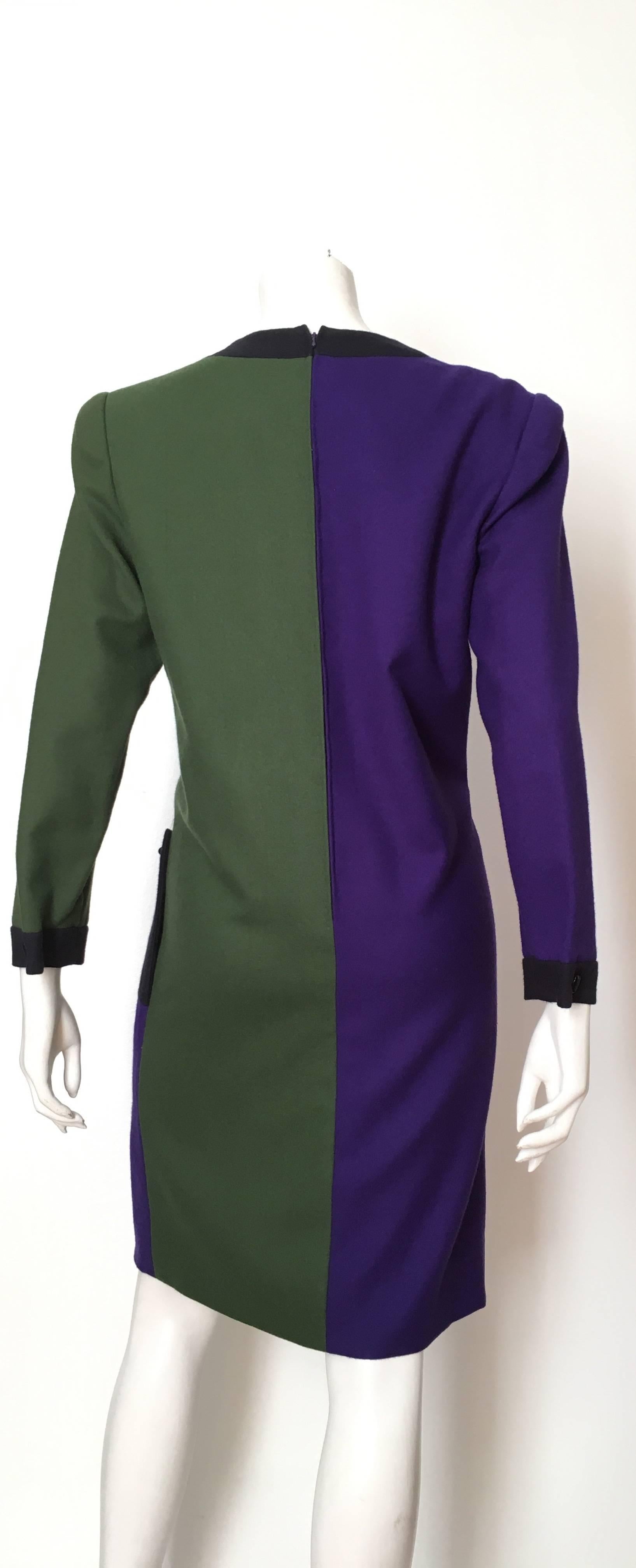 Nina Ricci 1970s Modern Abstract Wool Dress Size 10.  For Sale 1
