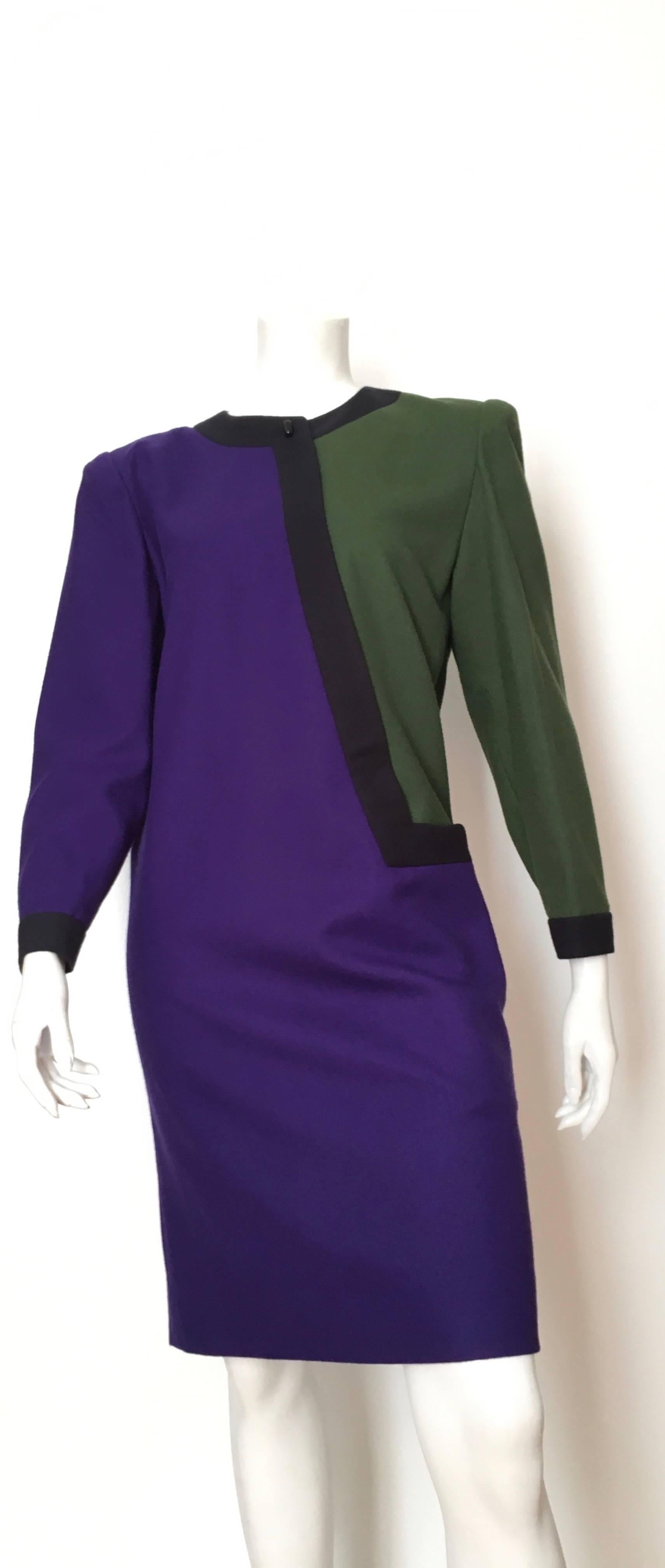 Nina Ricci 1970s Modern Abstract Wool Dress Size 10.  For Sale 3