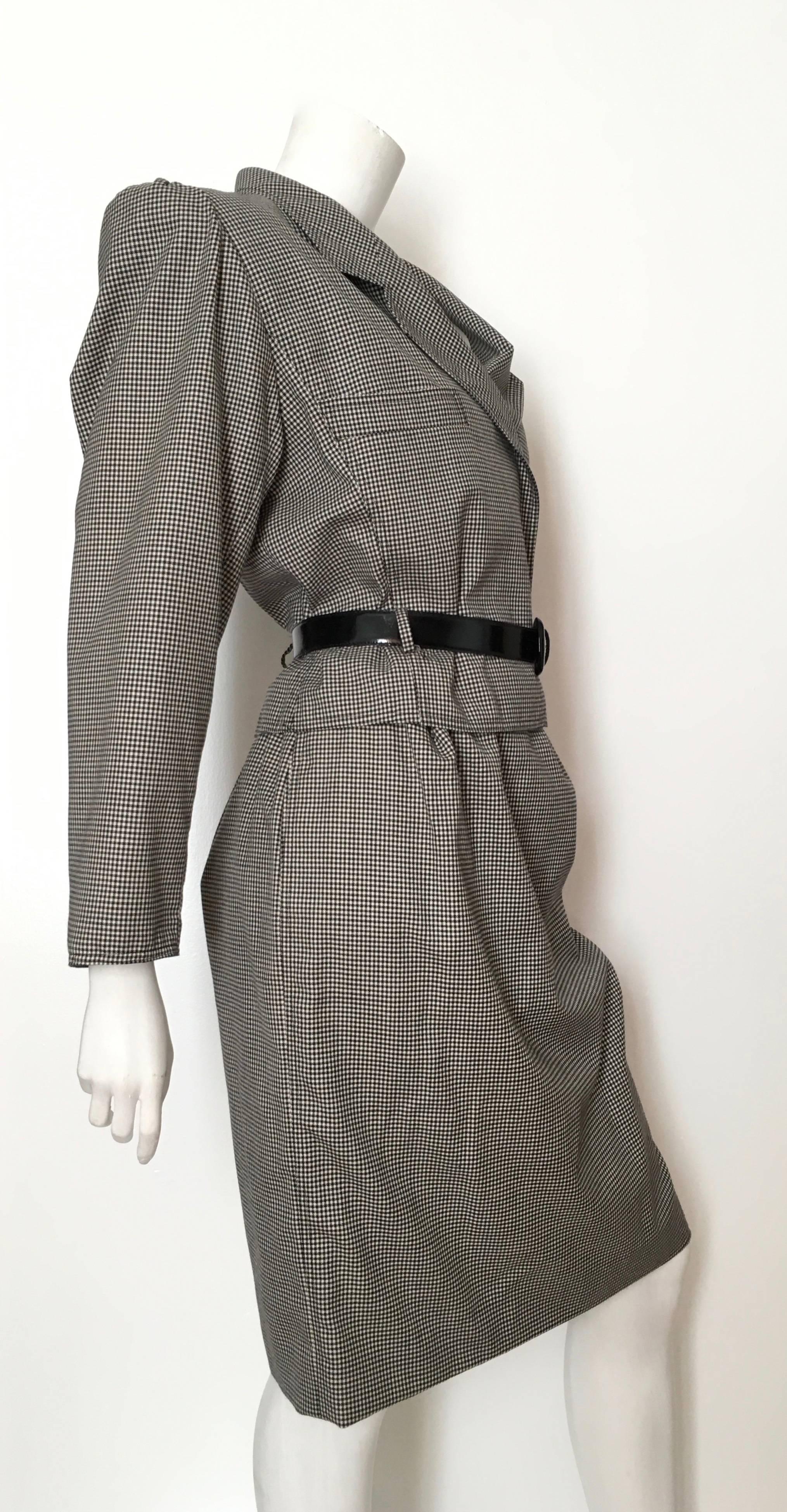 Ungaro 1980s Black and White Check Pattern Skirt Suit Size 10. For Sale 1