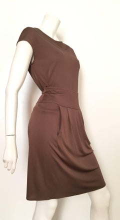 Bill Blass 2007 Brown Jersey Top & Skirt with Pockets Size 6.