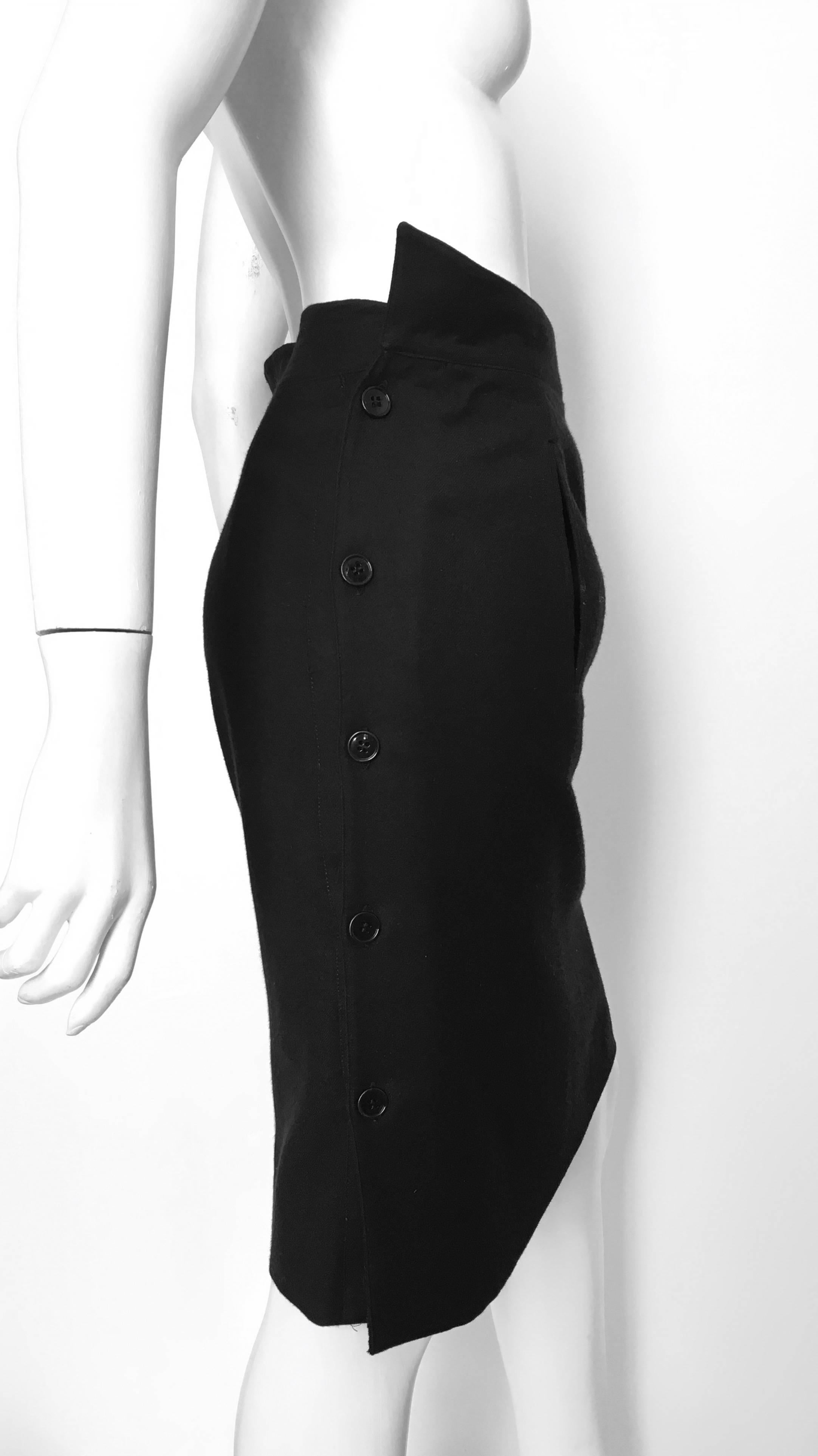 Women's or Men's Gianfranco Ferre 1980s Black Wool Wrap Skirt with Pockets Size 6. For Sale