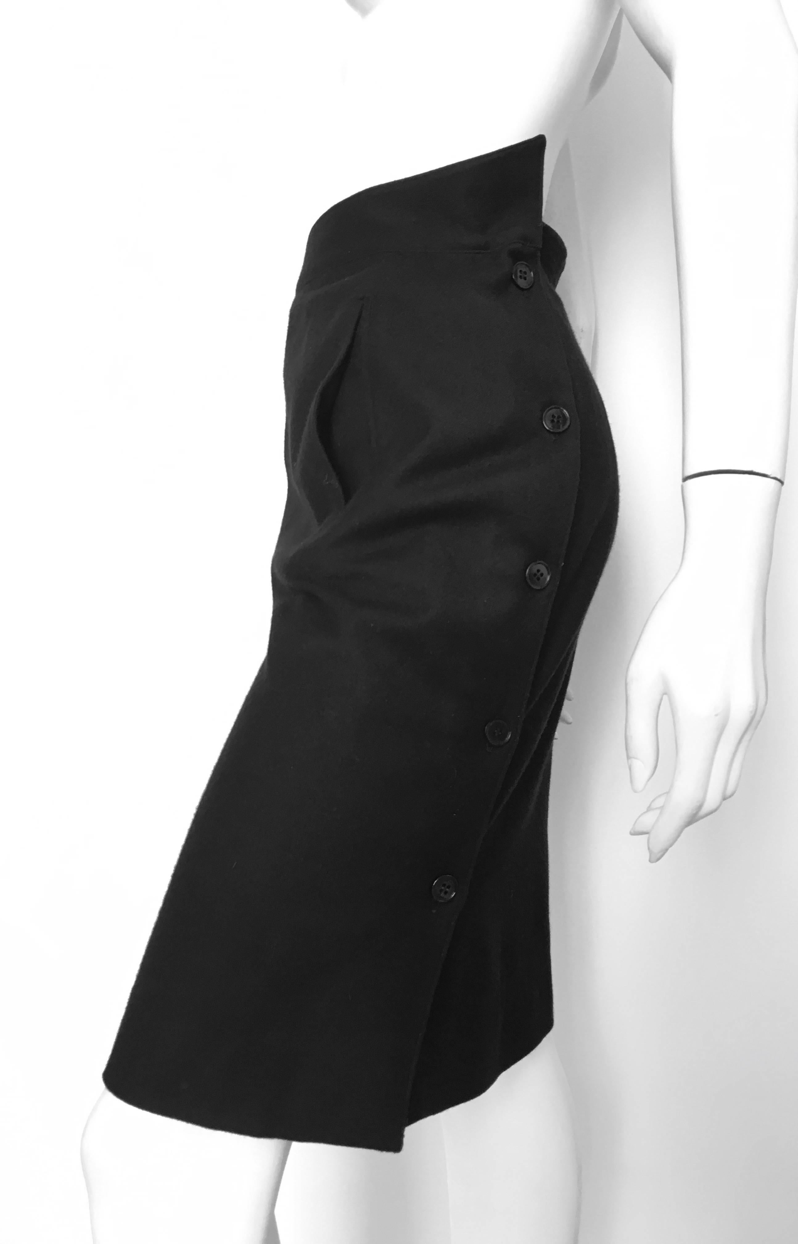 Gianfranco Ferre 1980s Black Wool Wrap Skirt with Pockets Size 6. For Sale 2