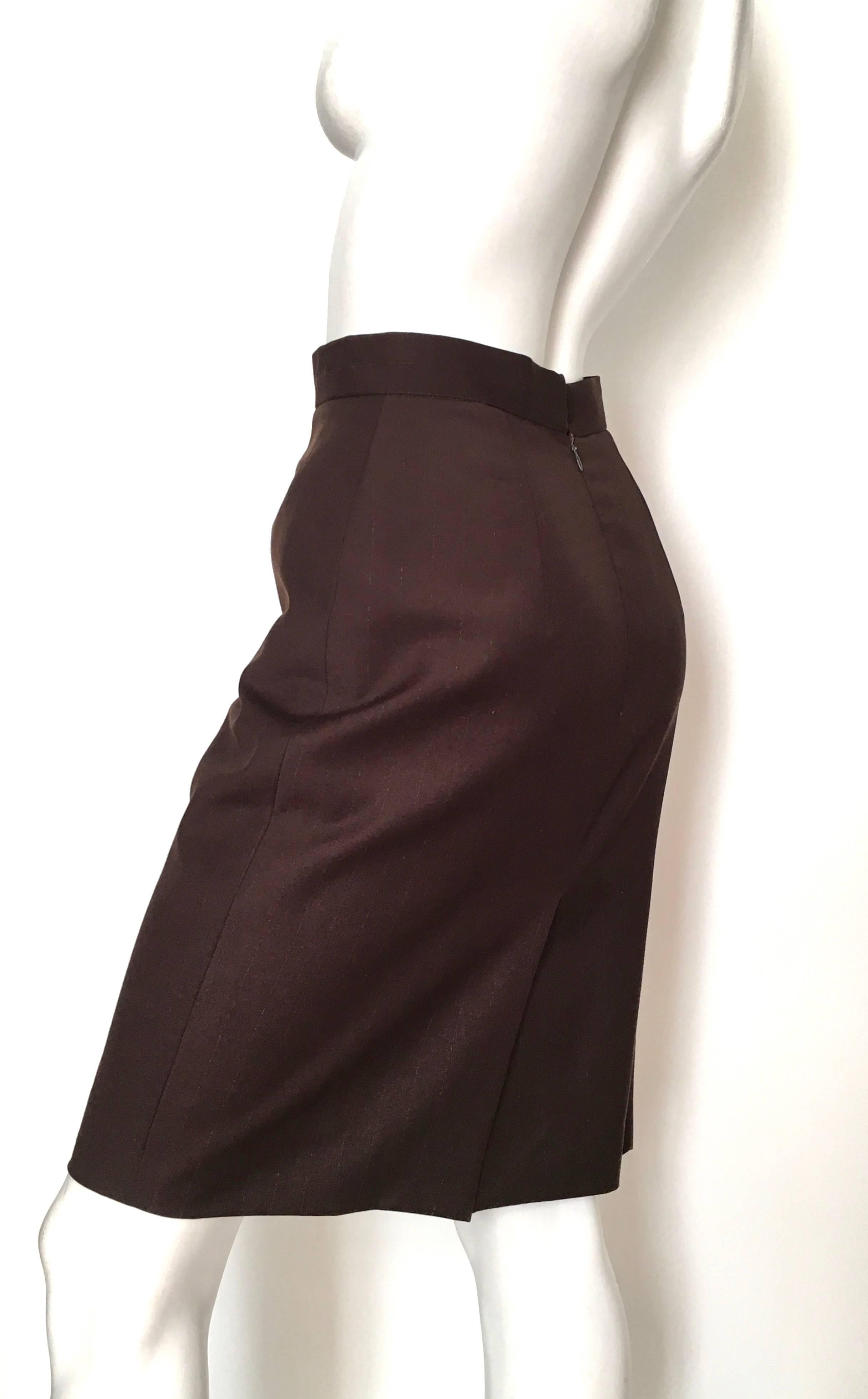 Women's or Men's Givenchy Couture 1990s Brown Wool with Metallic Pin Strip Size 4. For Sale