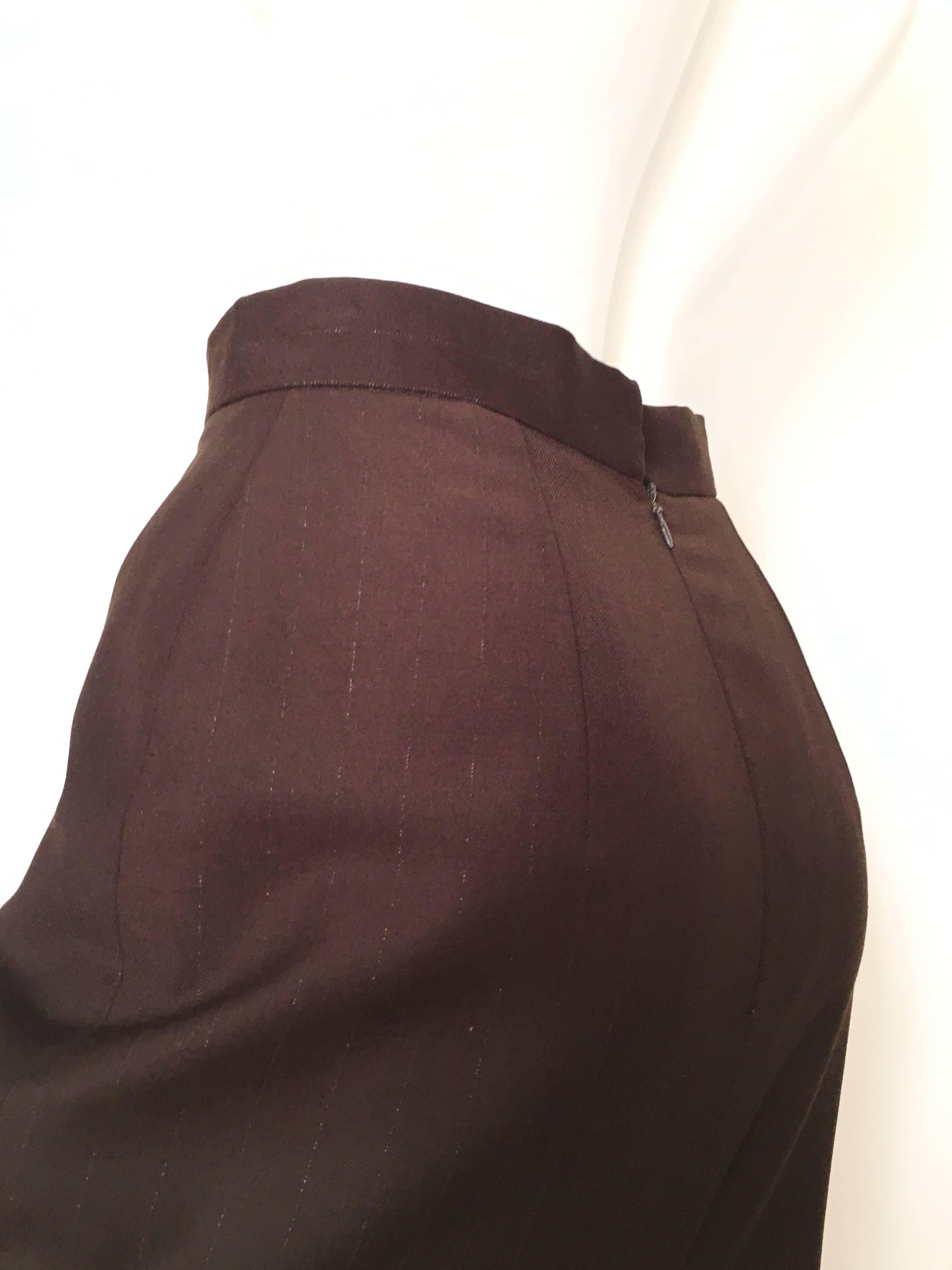 Givenchy Couture 1990s Brown Wool with Metallic Pin Strip Size 4. For Sale 1