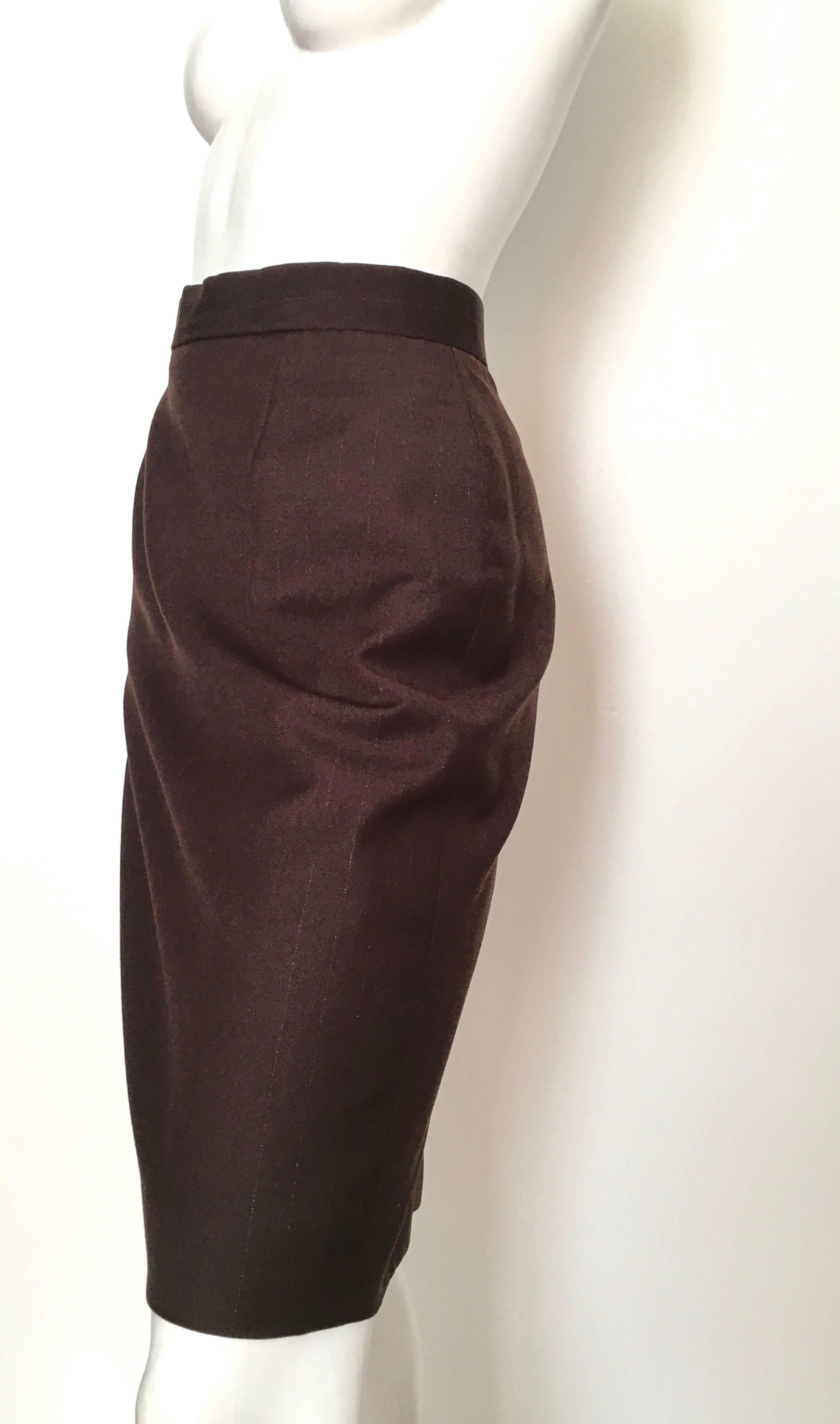 Givenchy Couture 1990s Brown Wool with Metallic Pin Strip Size 4. For Sale 2