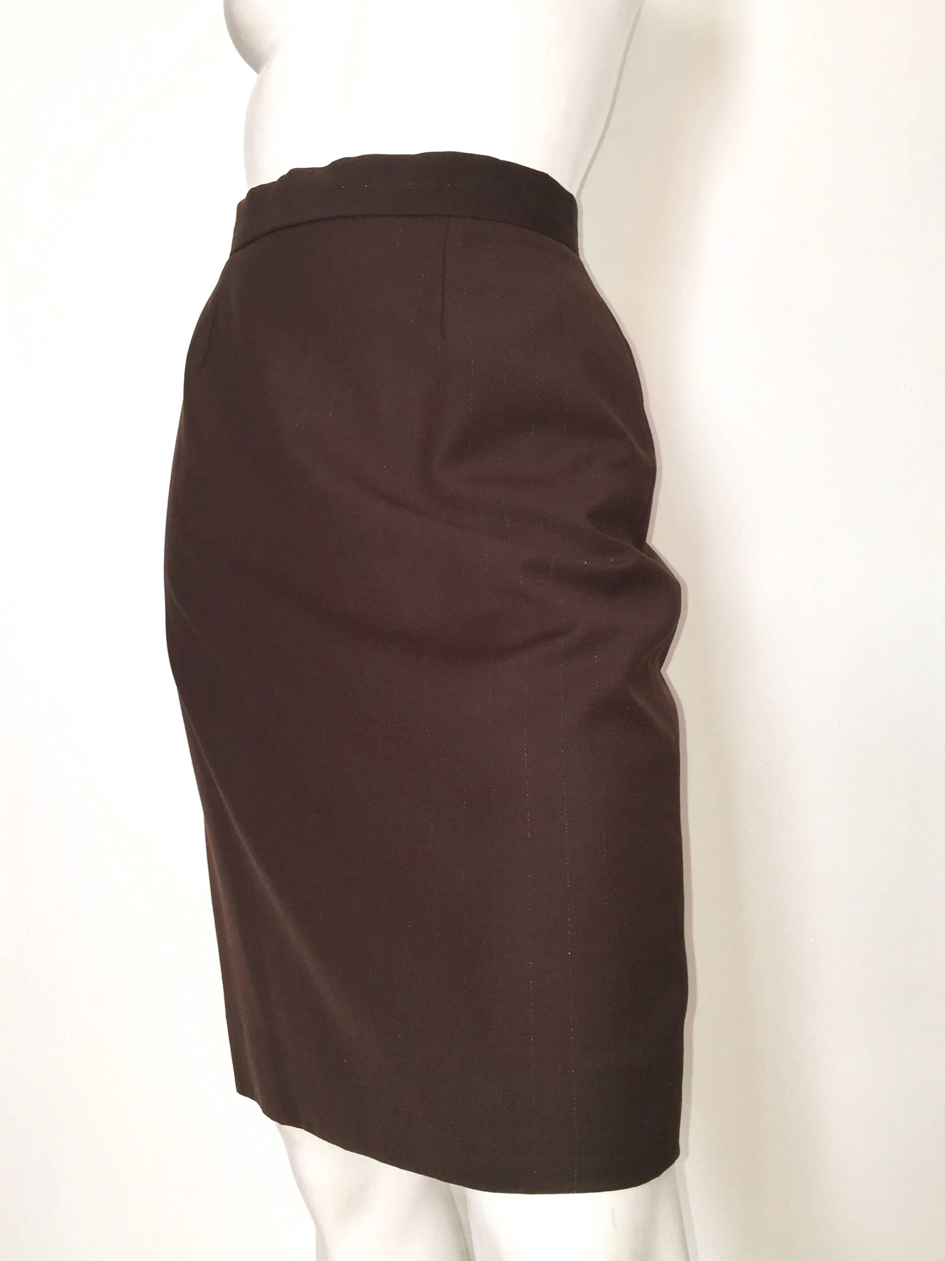 Givenchy Couture 1990s Brown Wool with Metallic Pin Strip Size 4. For Sale 3