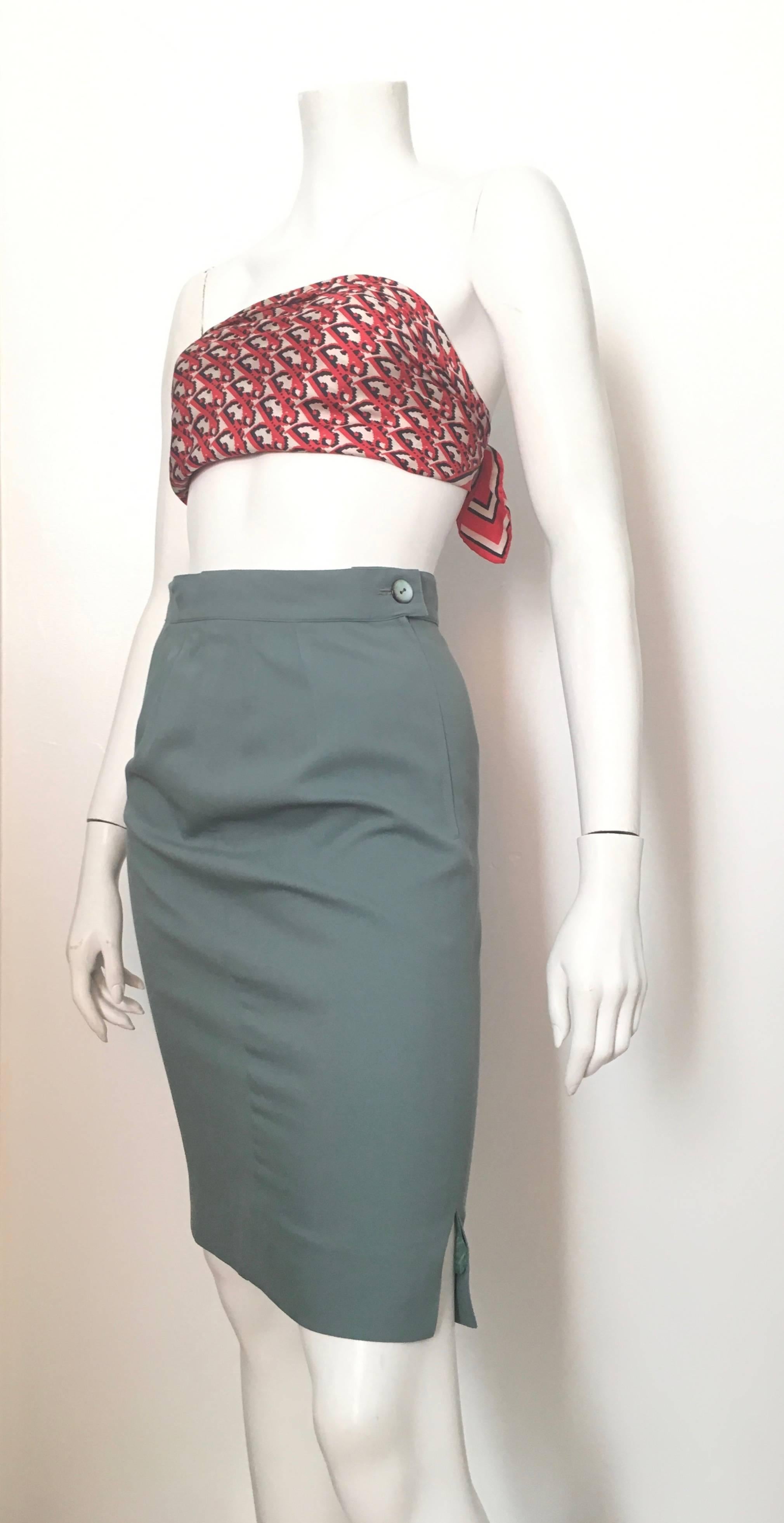 Ferragamo 1980s Cotton Pencil Skirt Size 6.  For Sale 1