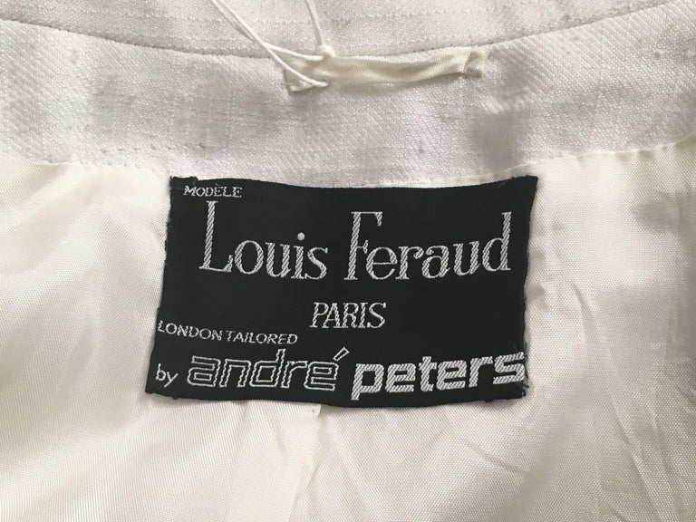Louis Feraud by Andre Peters White Nubby Silk Cropped Jacket Size 6 ...