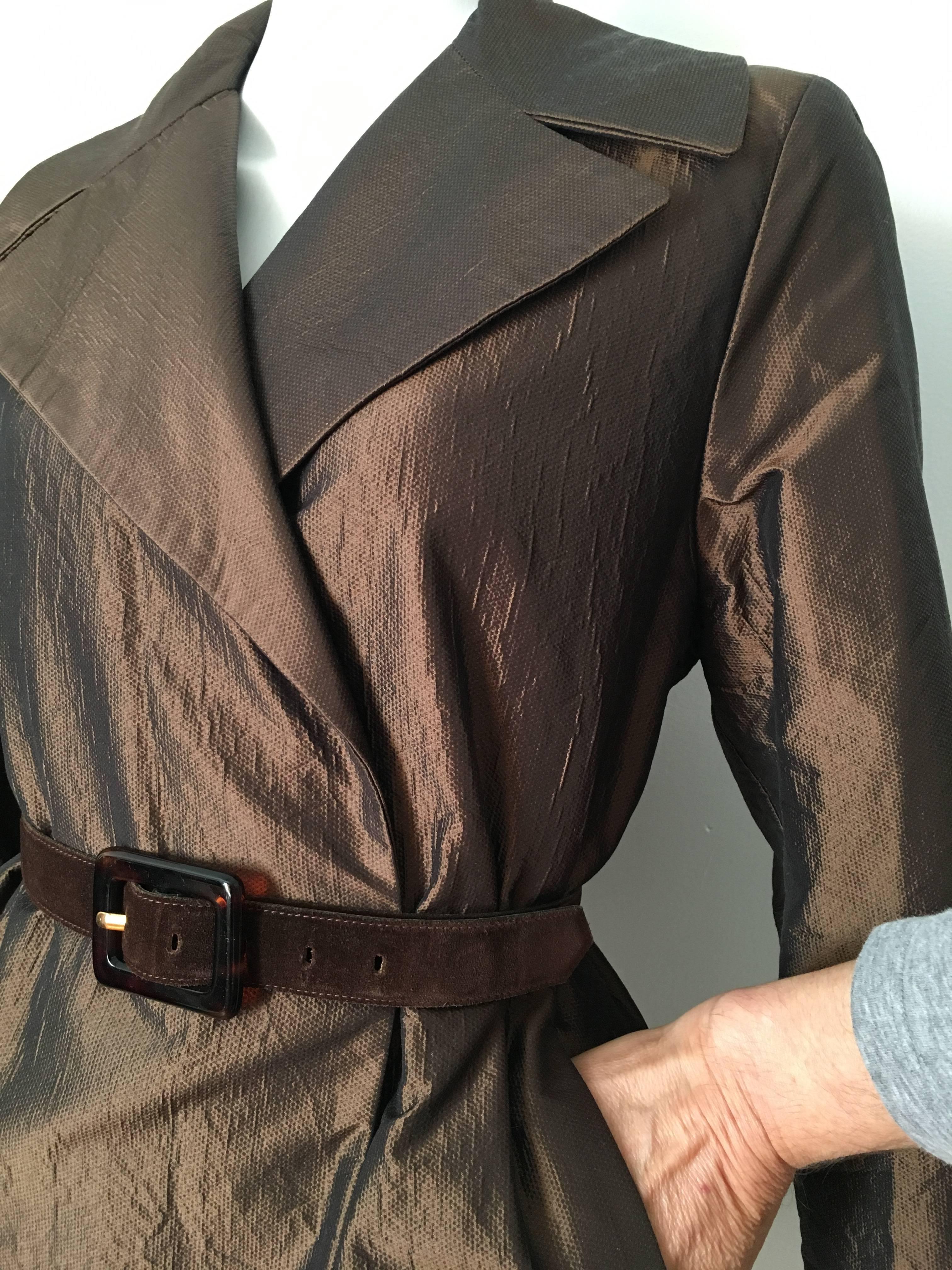 Dusan Bronze Silk Cashmere Evening Jacket Size XL.  For Sale 3