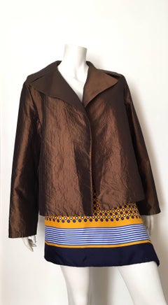 Dusan Bronze Silk Cashmere Evening Jacket Size XL.