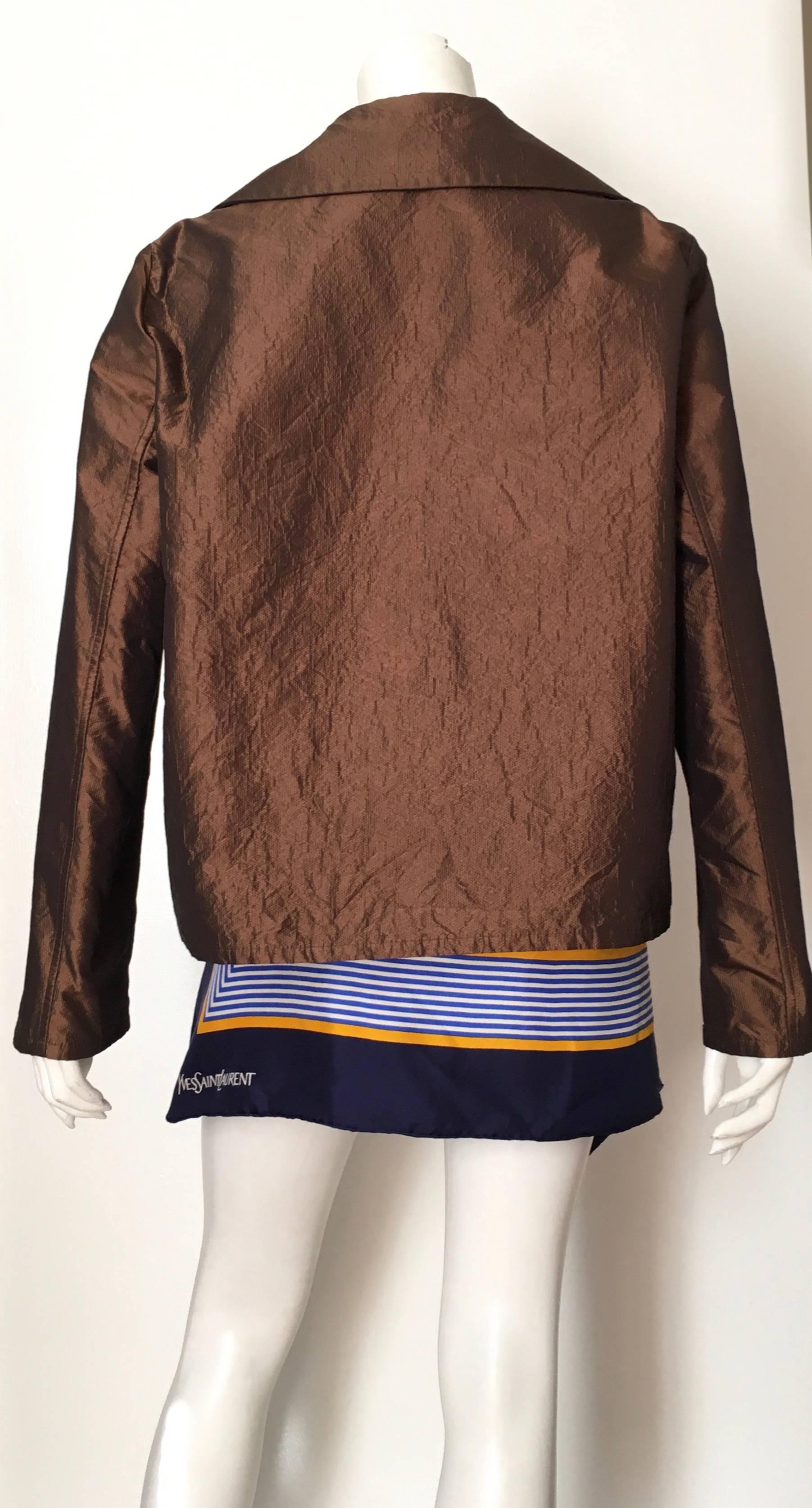 Dusan Bronze Silk Cashmere Evening Jacket Size XL.  In Excellent Condition For Sale In Atlanta, GA