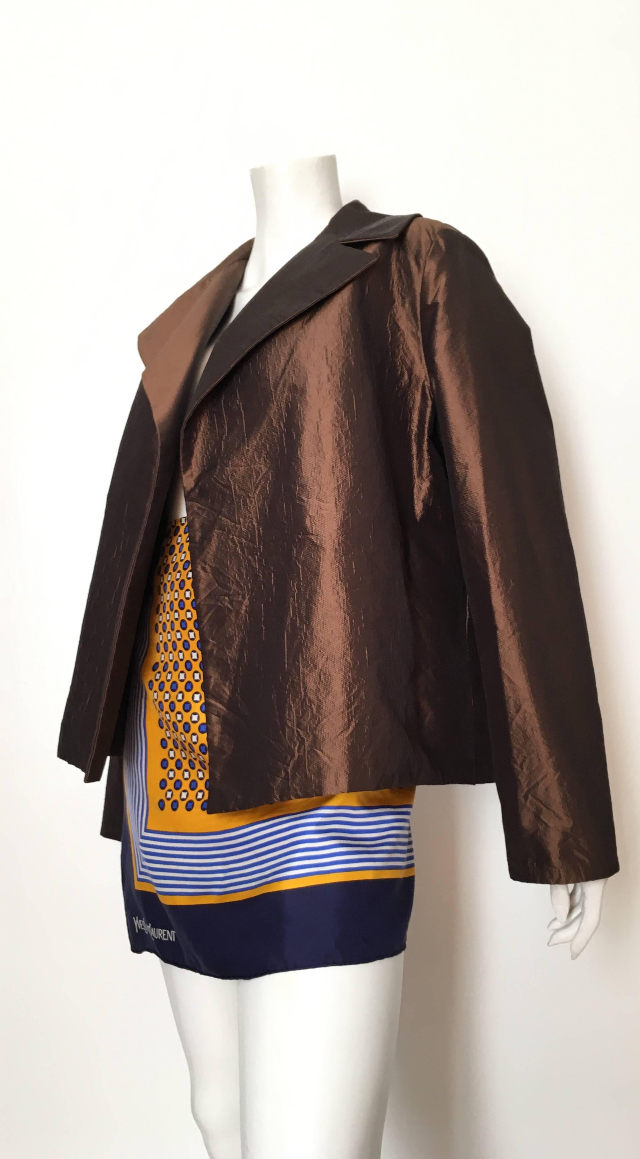 Dusan Bronze Silk Cashmere Evening Jacket Size XL.  For Sale 1