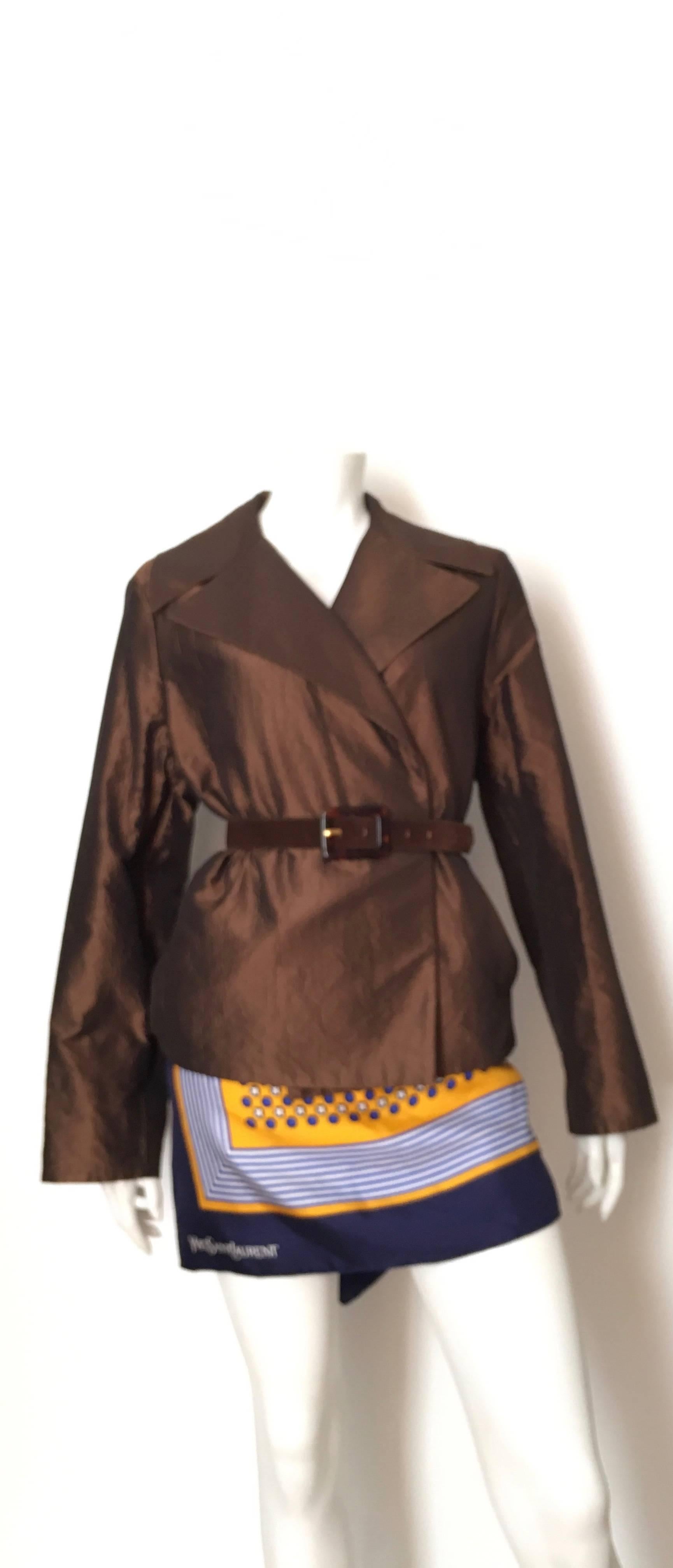 Dusan Bronze Silk Cashmere Evening Jacket Size XL.  For Sale 2