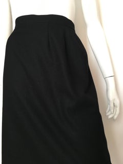 Karl Lagerfeld for Neiman Marcus 1980s Black Wool Cashmere Pencil Skirt Size 6.