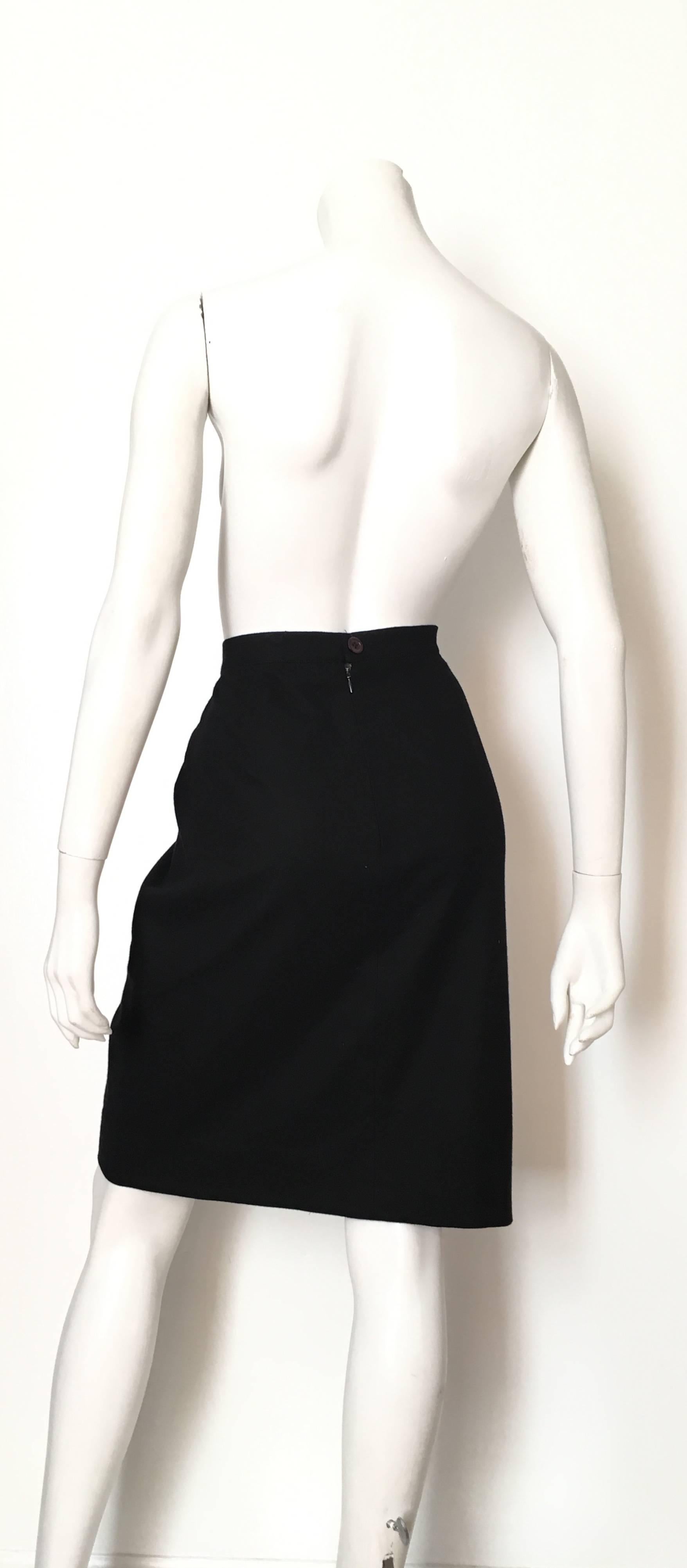 Women's or Men's Karl Lagerfeld for Neiman Marcus 1980s Black Wool Cashmere Pencil Skirt Size 6. For Sale