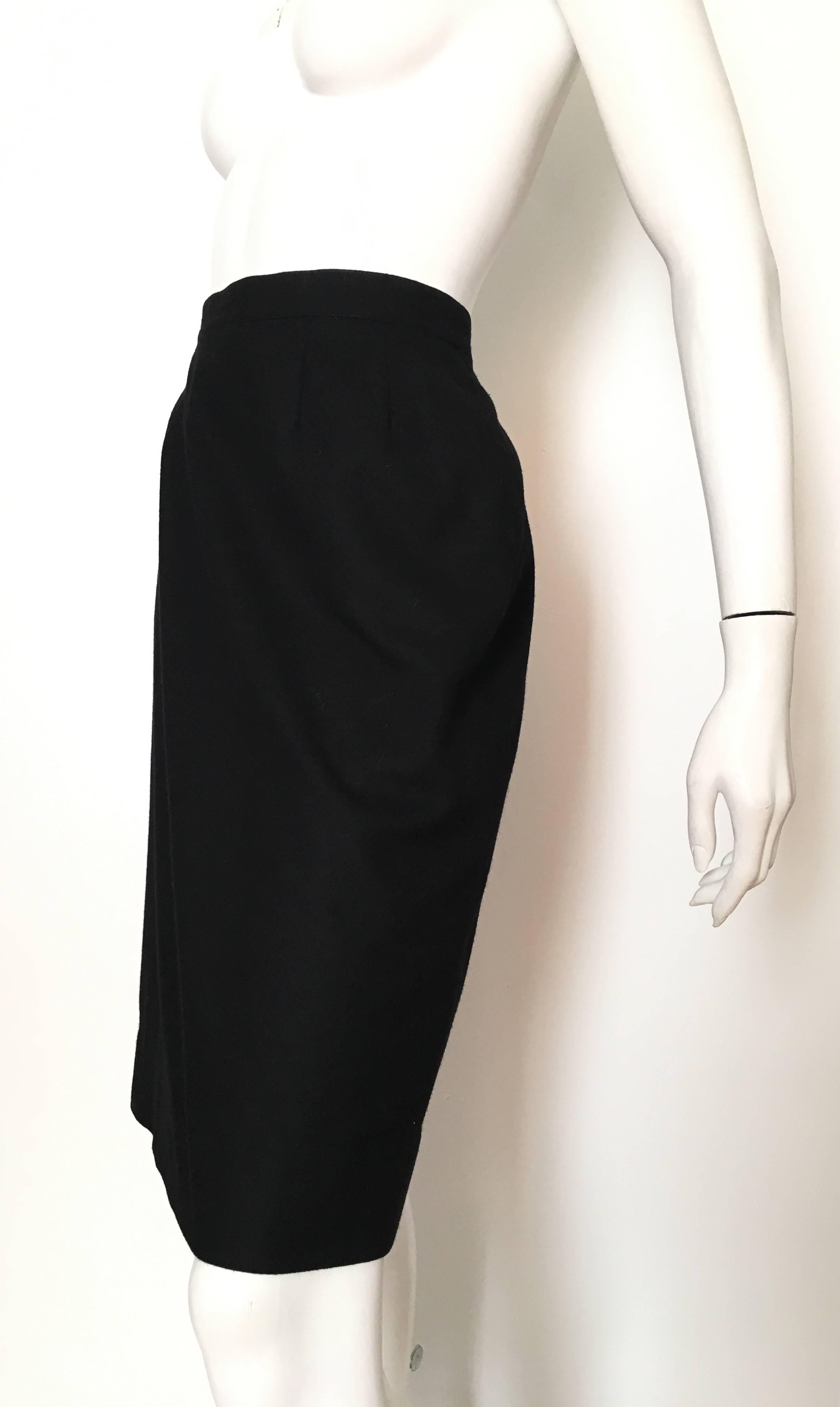 Karl Lagerfeld for Neiman Marcus 1980s Black Wool Cashmere Pencil Skirt Size 6. For Sale 2