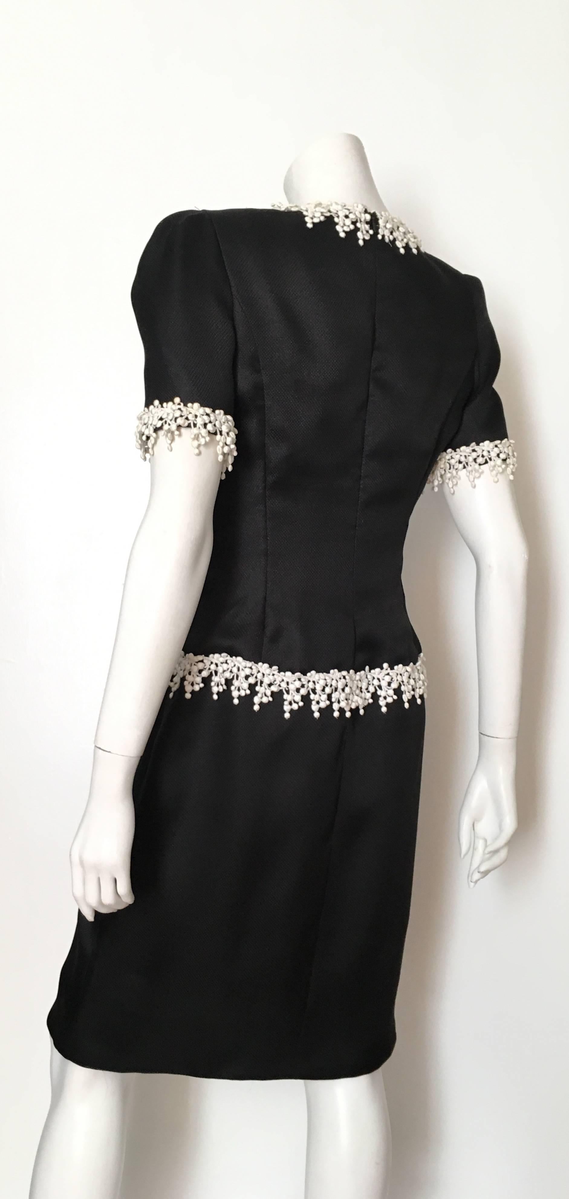 Carolina Herrera 1990s Black Silk Evening Cocktail Dress Size 8. For Sale 1